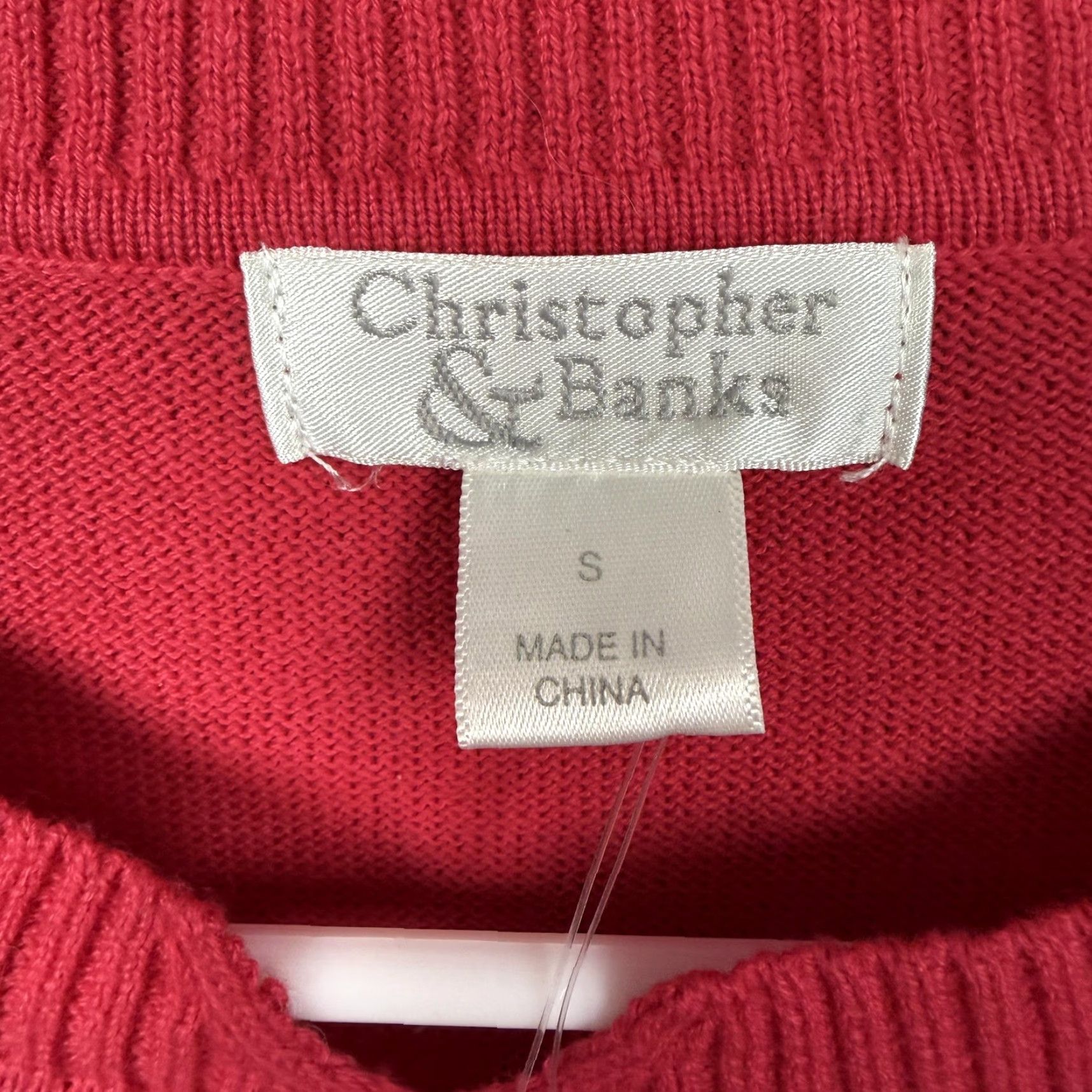 Vintage Christopher & Banks Cardigan Sweater Womens S Red Pleated Striped NWT Size S / US 4 / IT 40 - 7 Thumbnail