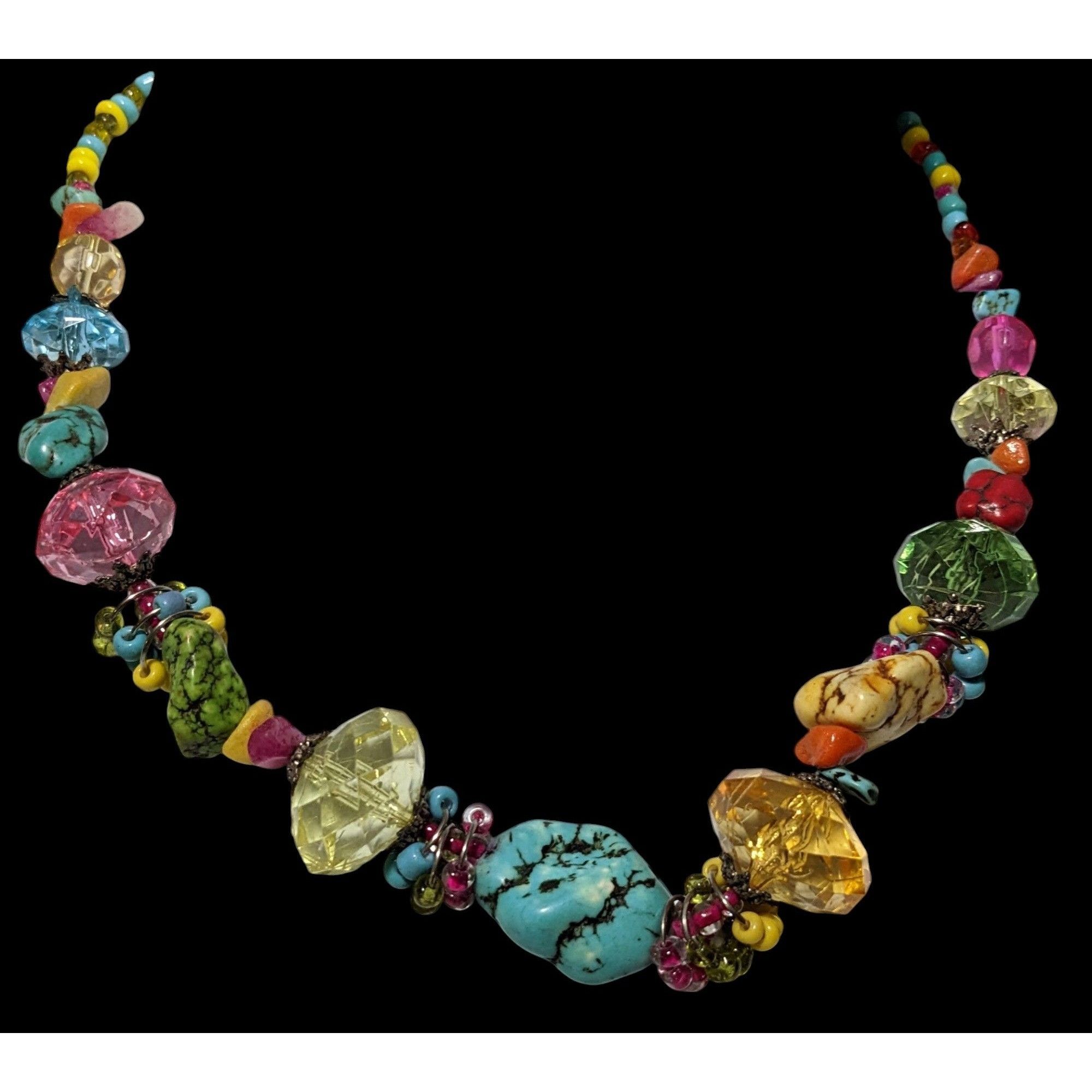 Other Vintage Candycore Rainbow Glass Stone Beaded Necklace Size ONE SIZE - 2 Thumbnail