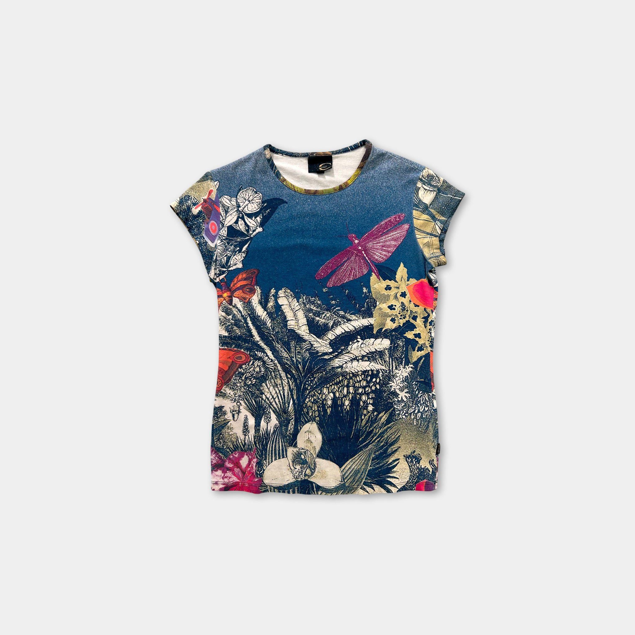 Just Cavalli Just Cavalli 2000's Graphic Floral Baby-Tee Size US XS / EU 42 / 0 - 1 Thumbnail