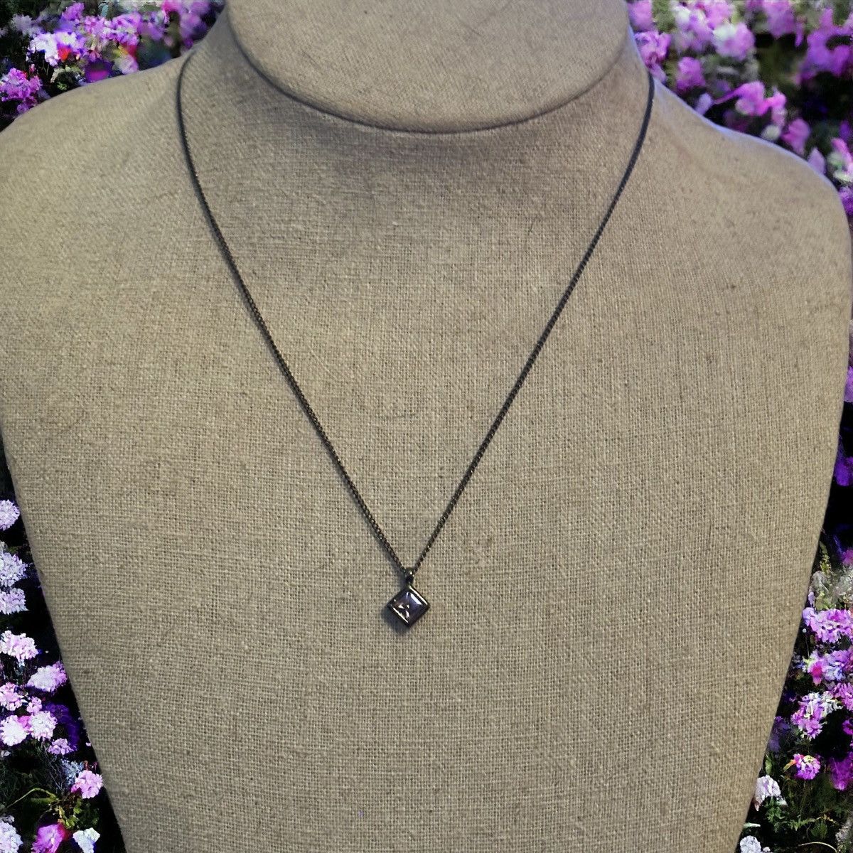 Steve Madden Steve Madden dark silver pink gemstone pendant necklace Size ONE SIZE - 1 Thumbnail