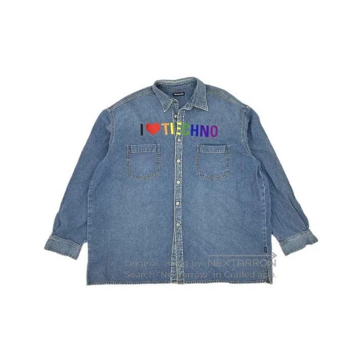 Balenciaga Balenciaga Blue Letter Print Long Sleeve Shirt. Size US M / EU 48-50 / 2 - 1 Thumbnail
