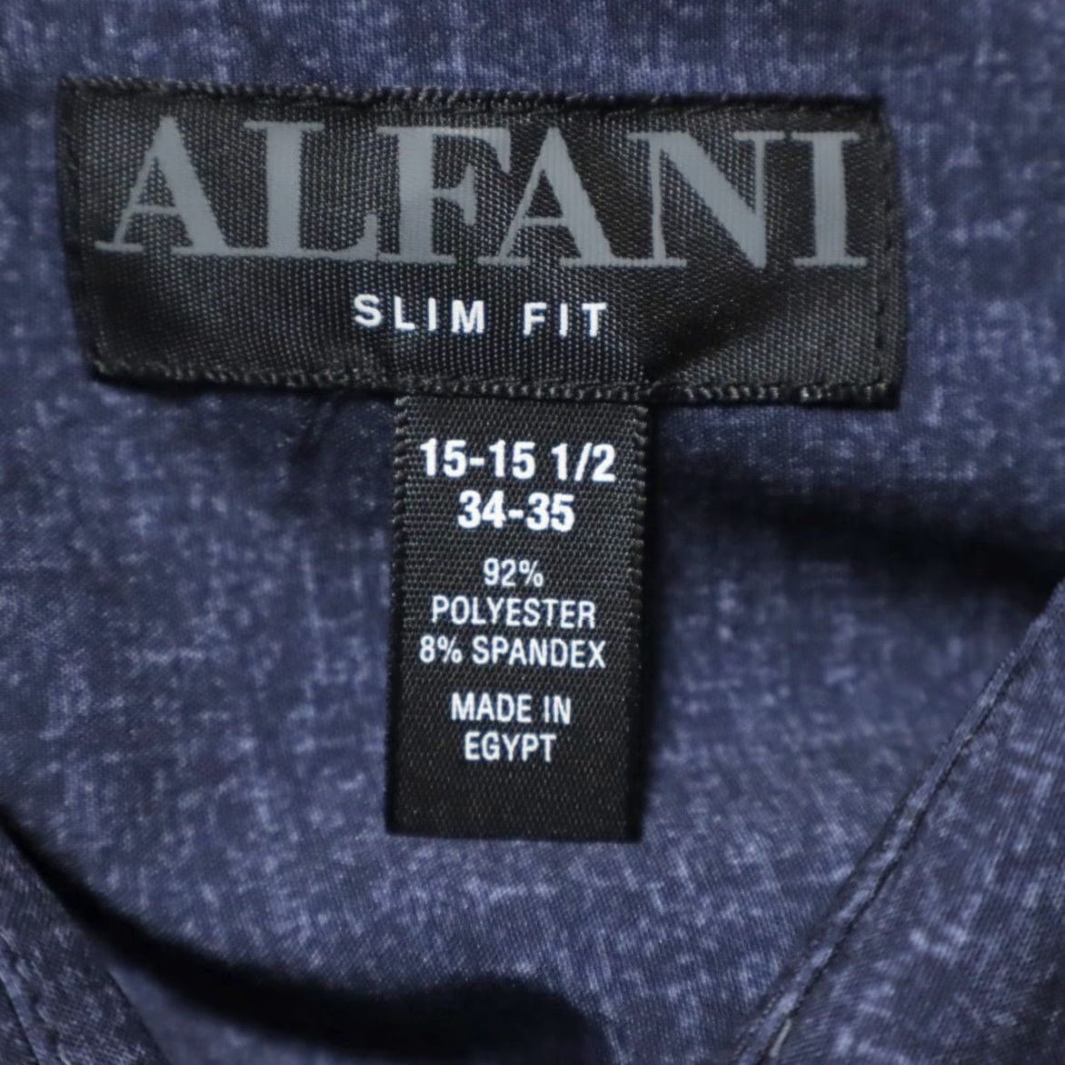 Alfani Alfani Performance Slim Fit Stretch Button Up Shirt Navy Men's L Size US L / EU 52-54 / 3 - 5 Thumbnail