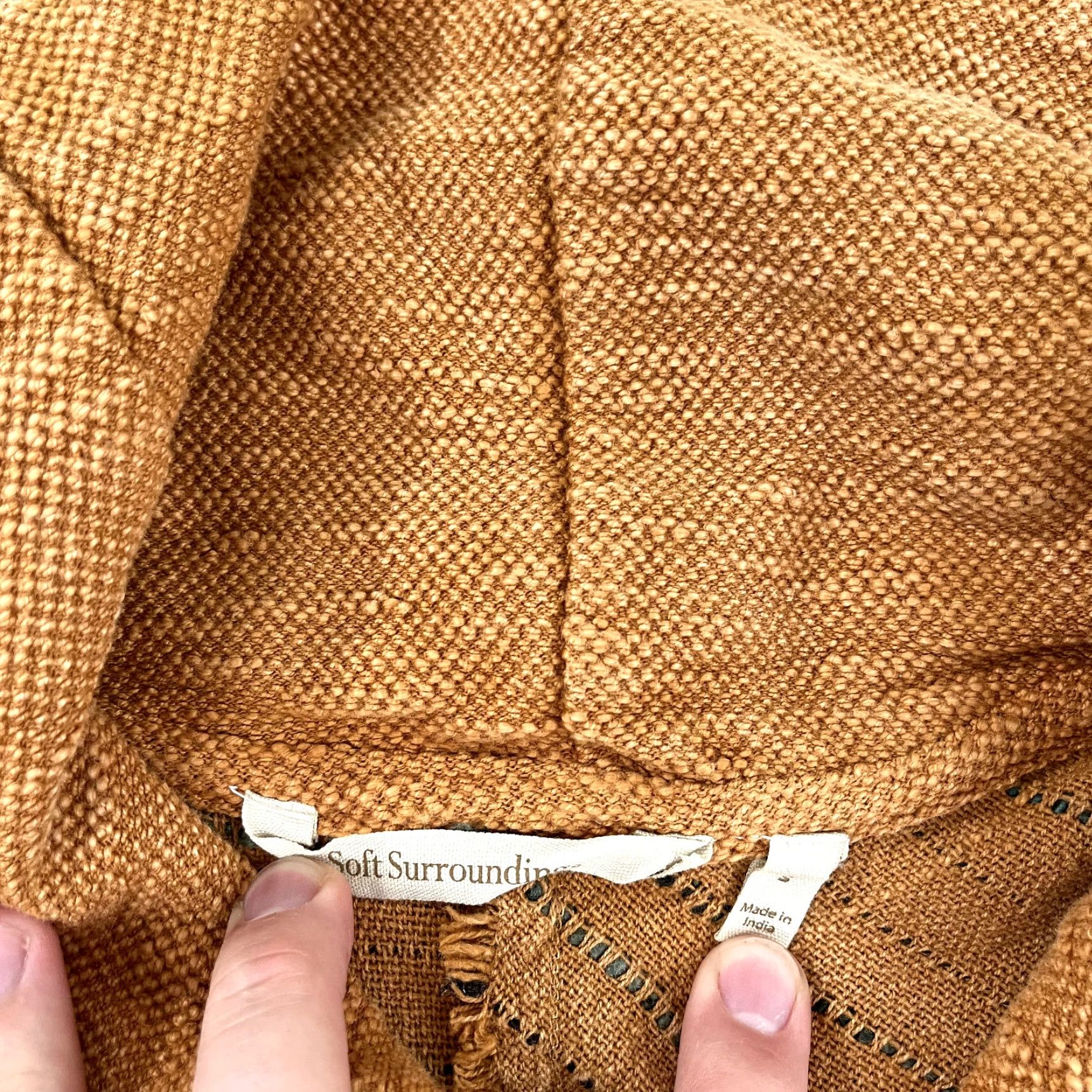 Soft Surroundings SOFT SURROUDINGS BOHO JACKET Women S Kinsale Boucle Frayed Zip Cotton Blend Brown Long Sleeve Regular Breathable Full Zip Pockets Vintage No Size S / US 4 / IT 40 - 2 Thumbnail