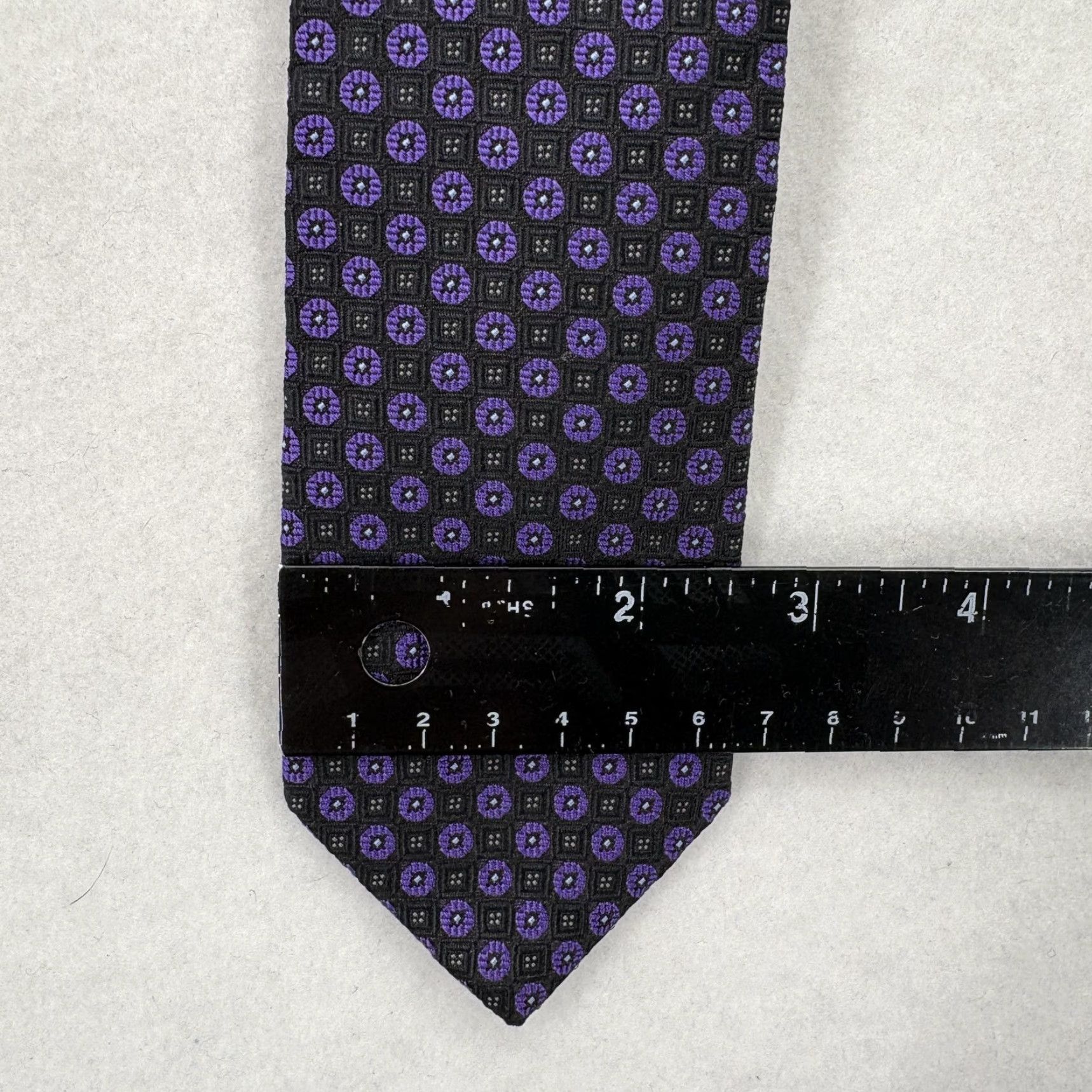 Brooks Brothers Brooks Brothers Tie Necktie Mens Black Purple Geometric 100% Silk Skinny Jacquard Designer Slim Size ONE SIZE - 3 Thumbnail