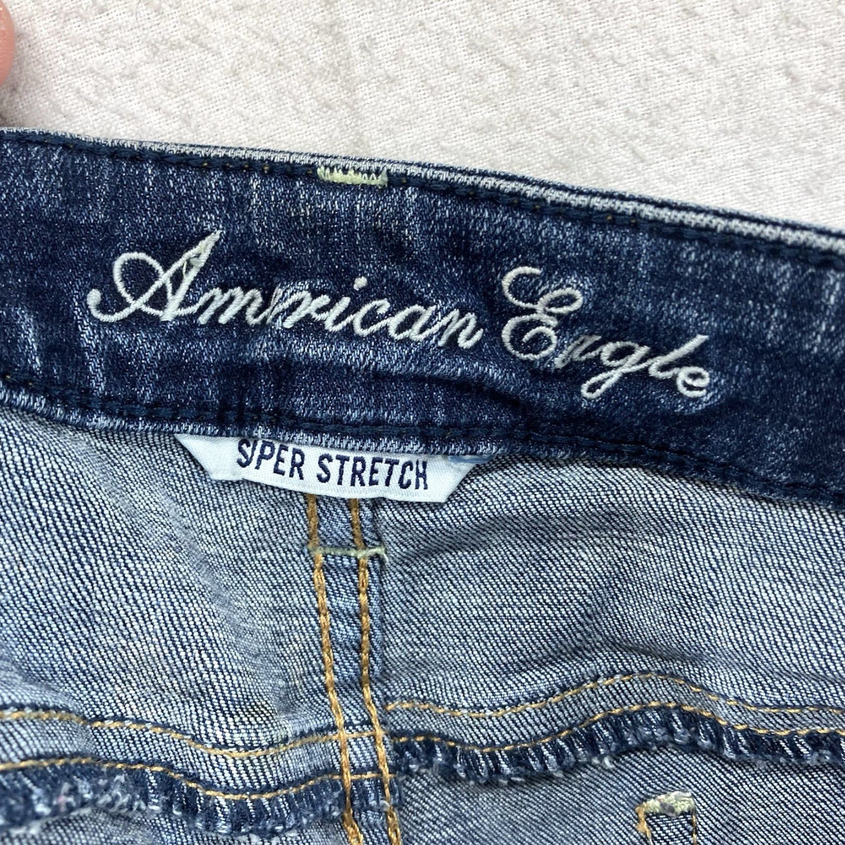 American Eagle Outfitters VINTAGE American Eagle Women's Skinny Jeans Size 4 Short 30x30 Dark Blue 90s Festival Grunge Size 27" / US 4 / IT 40 - 3 Thumbnail