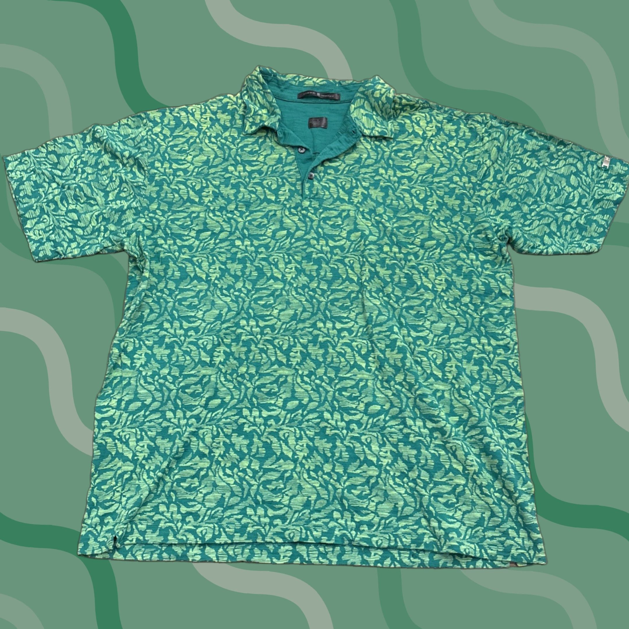Vintage VINTAGE Tiger Woods Golf Polo Shirt Men L 3-Button Collared Floral Green Shirt Mens Large Floral Golf Size US L / EU 52-54 / 3 - 1 Thumbnail