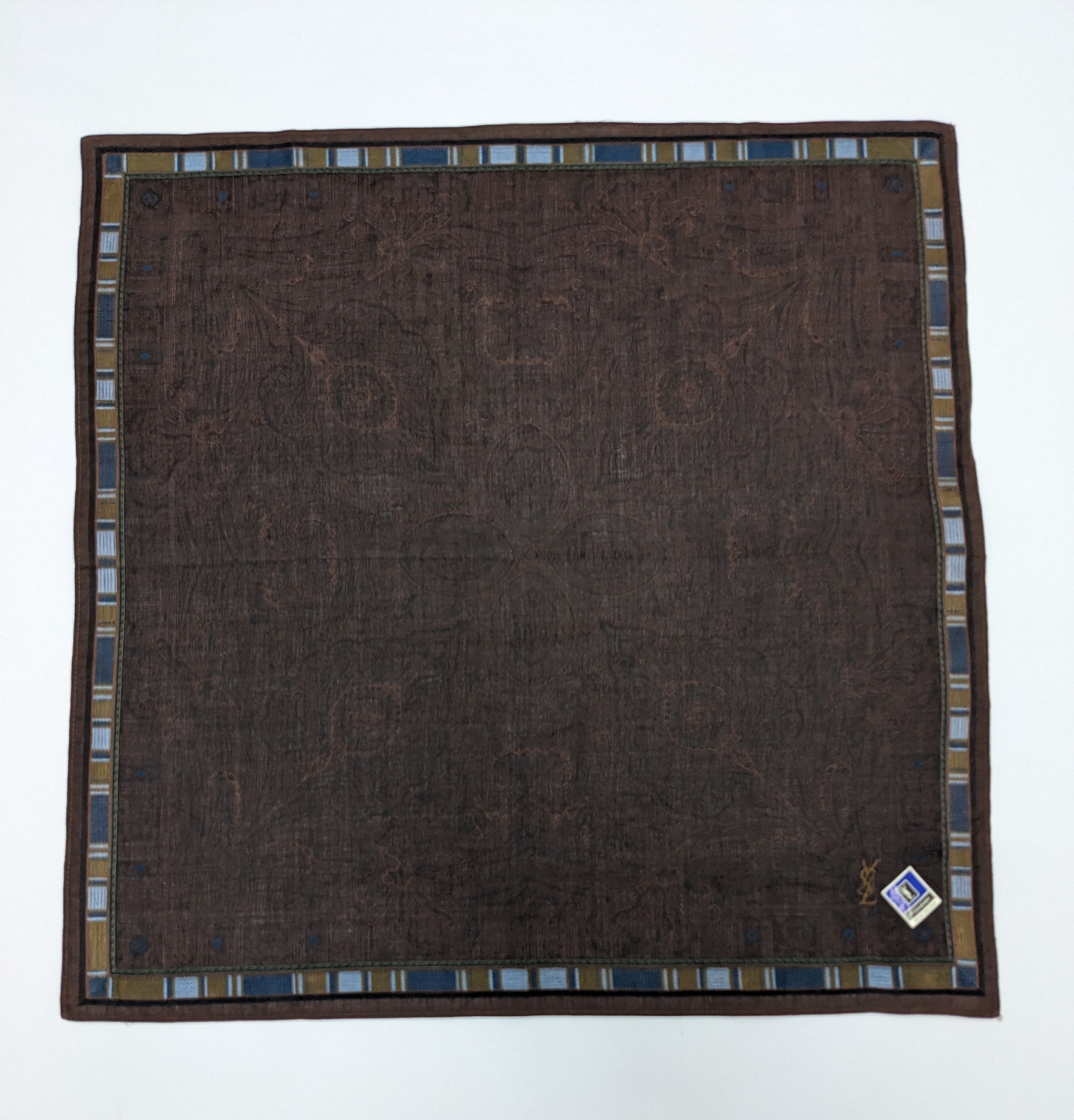 Yves Saint Laurent Yves Saint Laurent Brown Paisley Jacquard Handkerchief Size ONE SIZE - 3 Thumbnail
