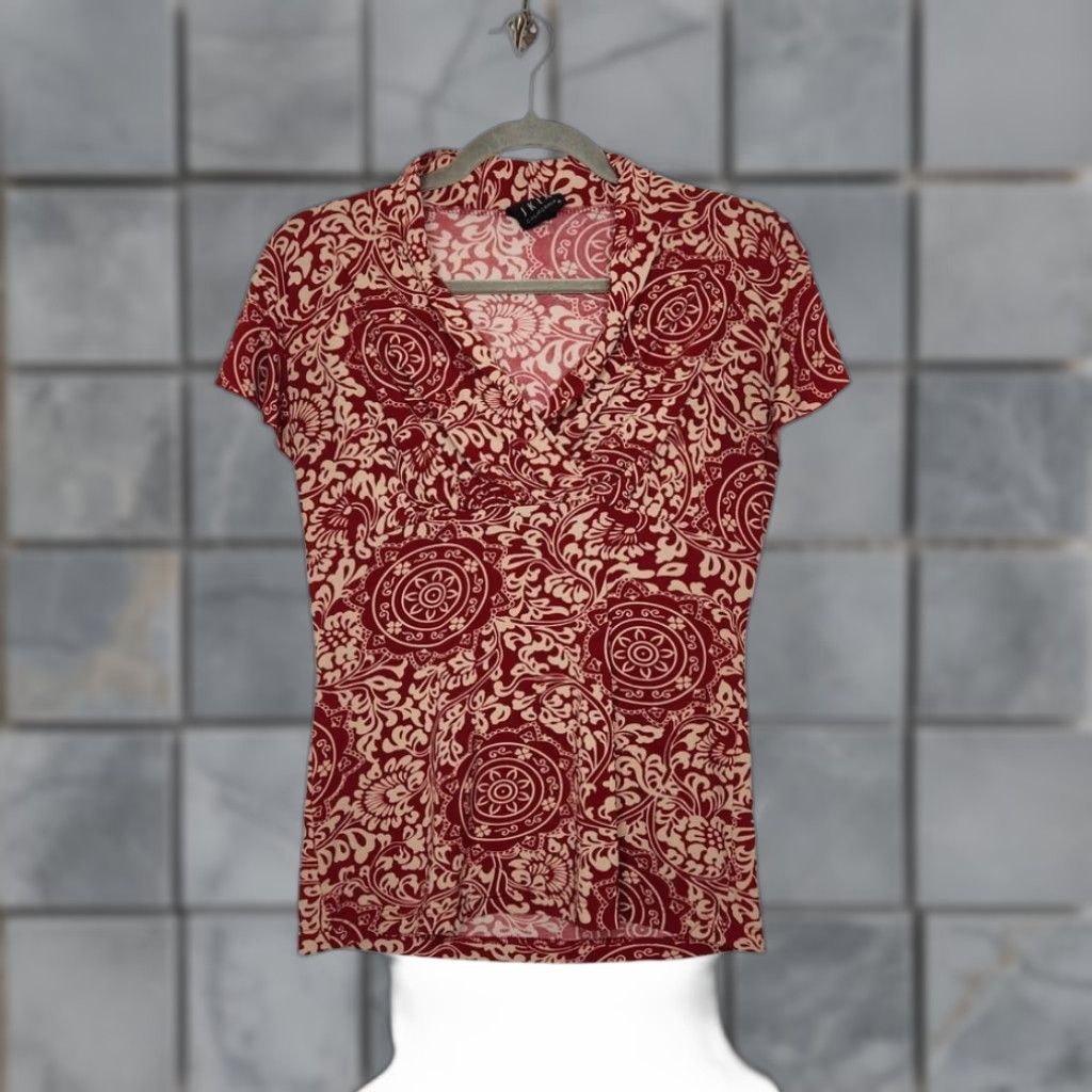 Vintage VINTAGE JKLA Blouse Shirt Women Small Red Y2K Going Out Summer Top Boho USA Made 90s GW Size S / US 4 / IT 40 - 1 Thumbnail