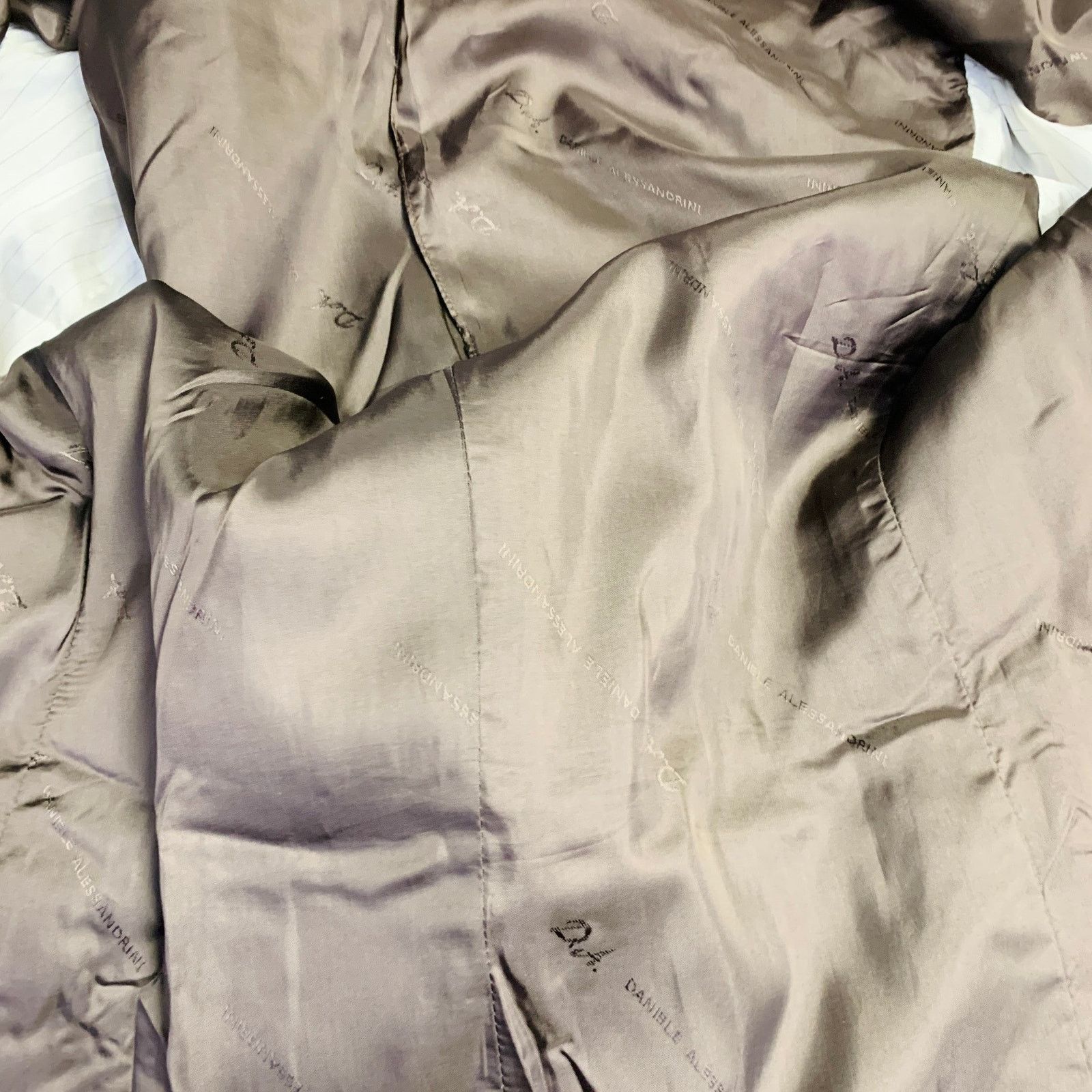 Daniele Alessandrini 38 Khaki Satin Double Breasted Belted Jacket Size US M / EU 48-50 / 2 - 9 Thumbnail