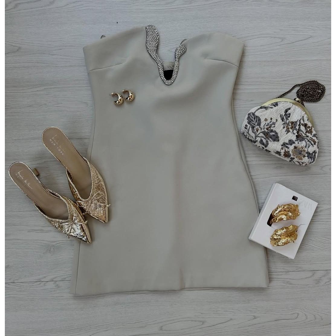 Zara ZARA Embellished Strapless Mini Dress NWT Size S / US 4 / IT 40 - 21 Thumbnail