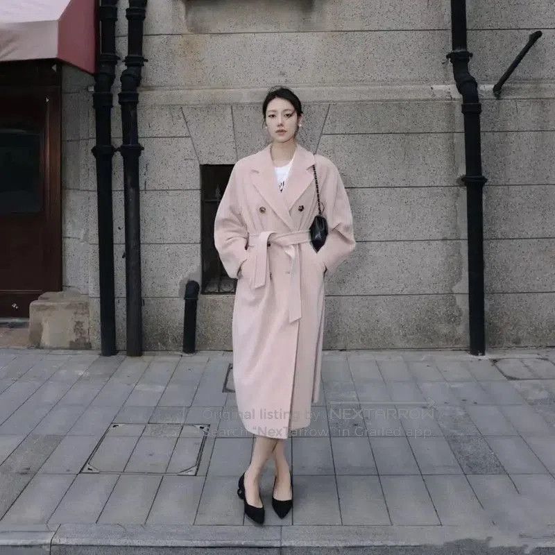 Max Mara MaxMara Pink Alpaca Wool Coat with Logo . Size M / US 6-8 / IT 42-44 - 7 Thumbnail