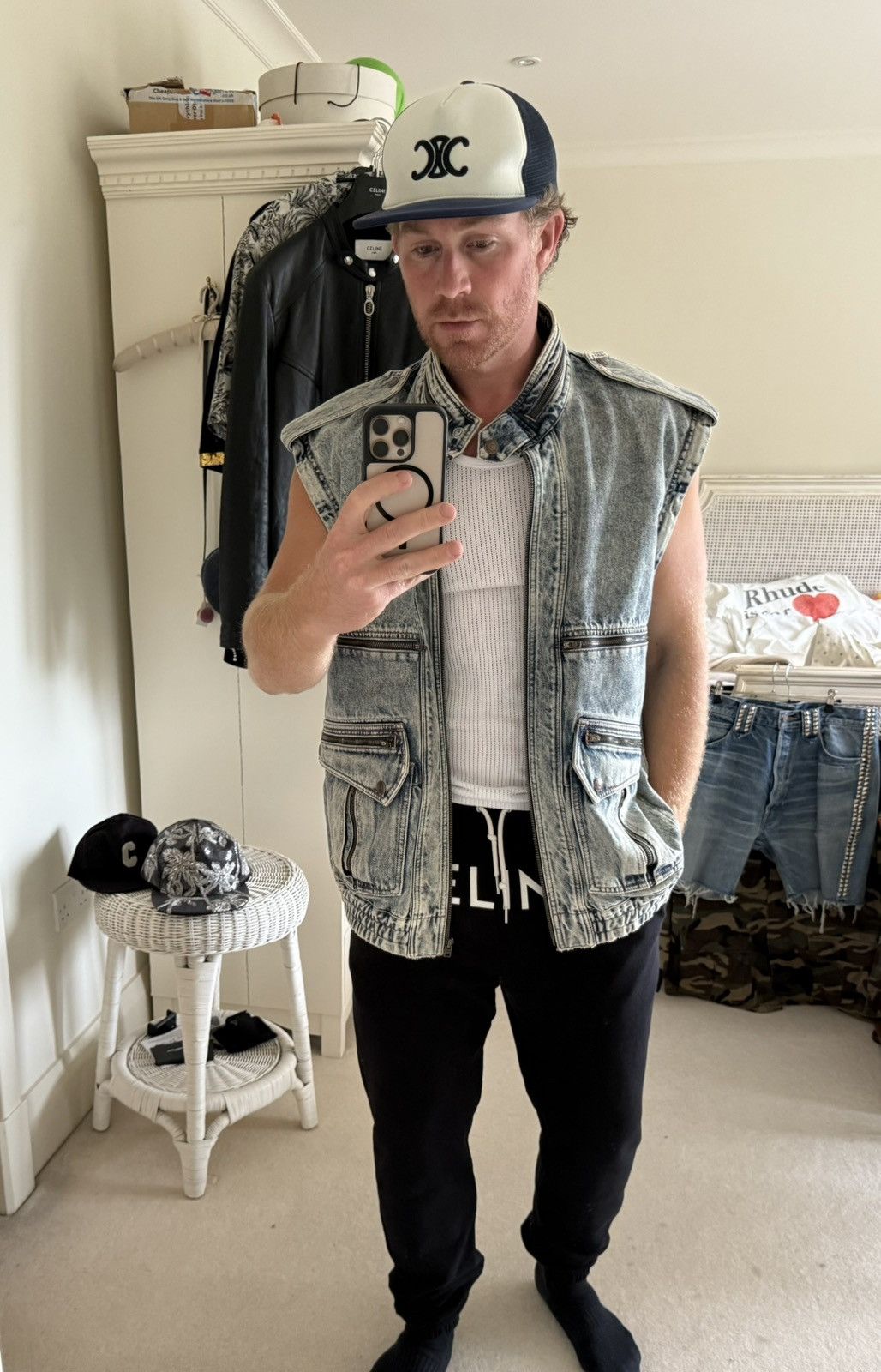 Celine Celine SS22 sequin so happy zip denim jacket vest Hedi rare Size US XL / EU 56 / 4 - 4 Thumbnail