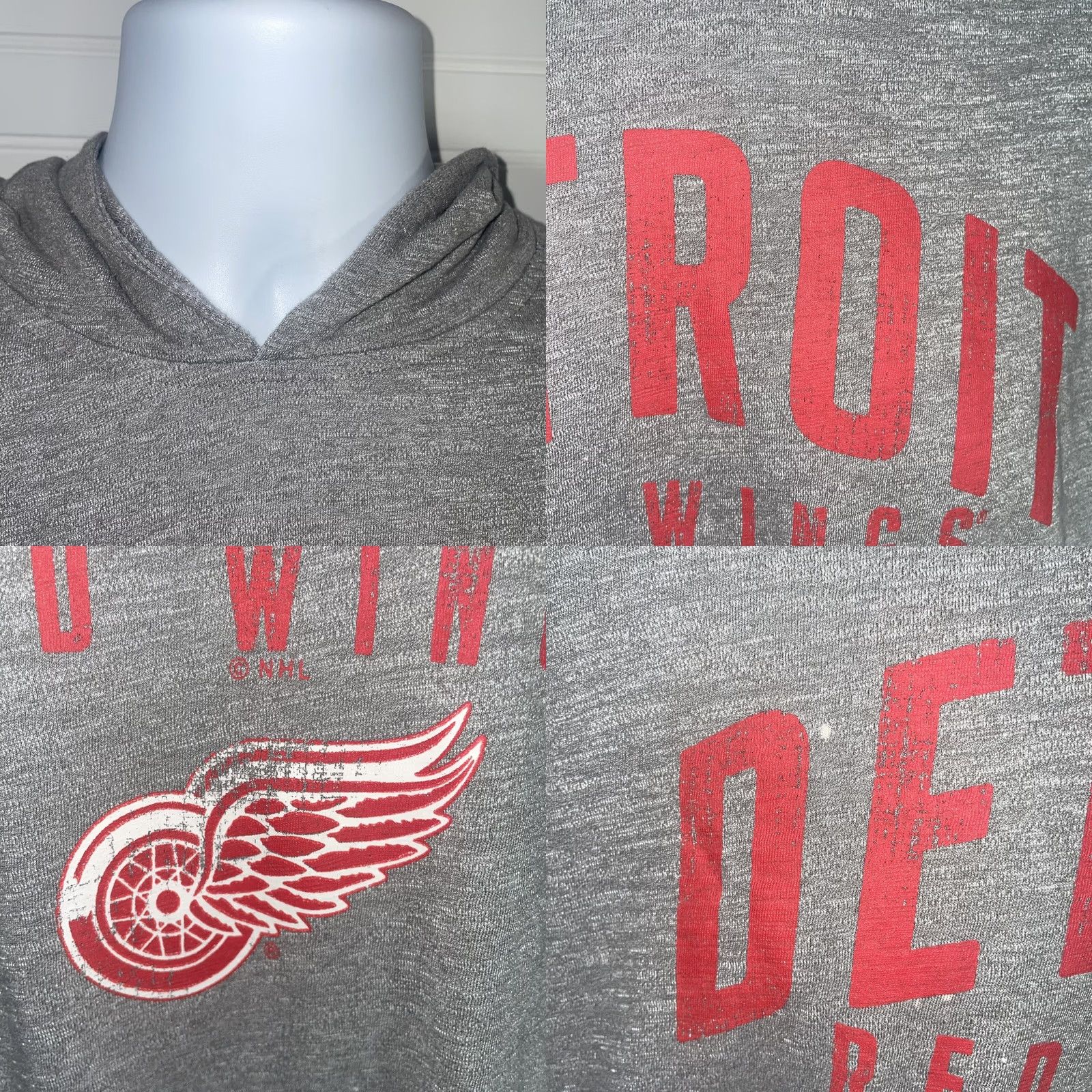 Vintage Knights Apparel Shirt Mens XL Gray Detroit Red Wings Hoodie Sweatshirt Men Size US XL / EU 56 / 4 - 9 Thumbnail