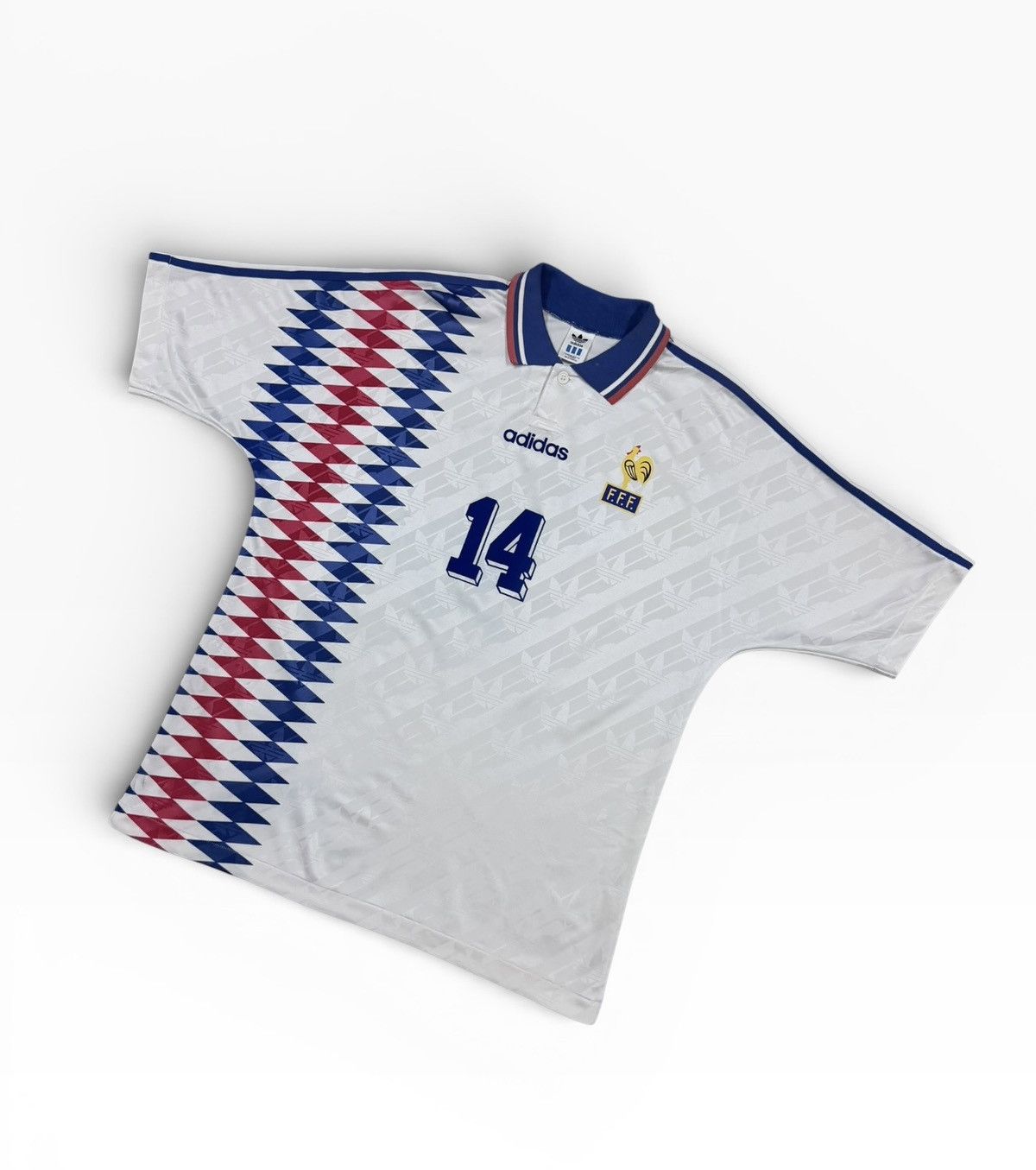 Adidas Vtg⚽️1994 World Cup Jersey France#14 Zidane Size US L / EU 52-54 / 3 - 6 Thumbnail