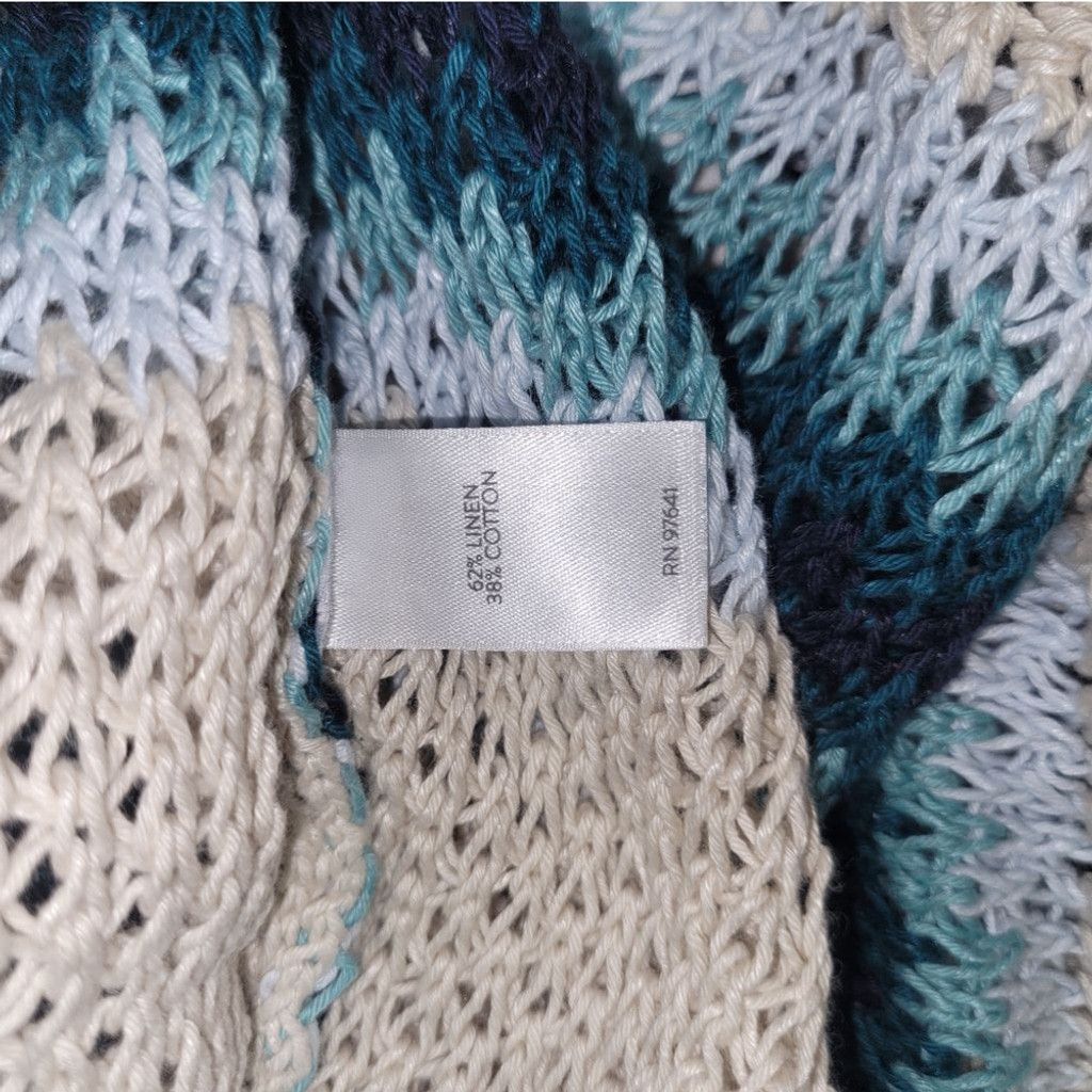 J. Jill Women's J. Jill Cream and Blue Striped Sweater Size L Size L / US 10 / IT 46 - 7 Thumbnail