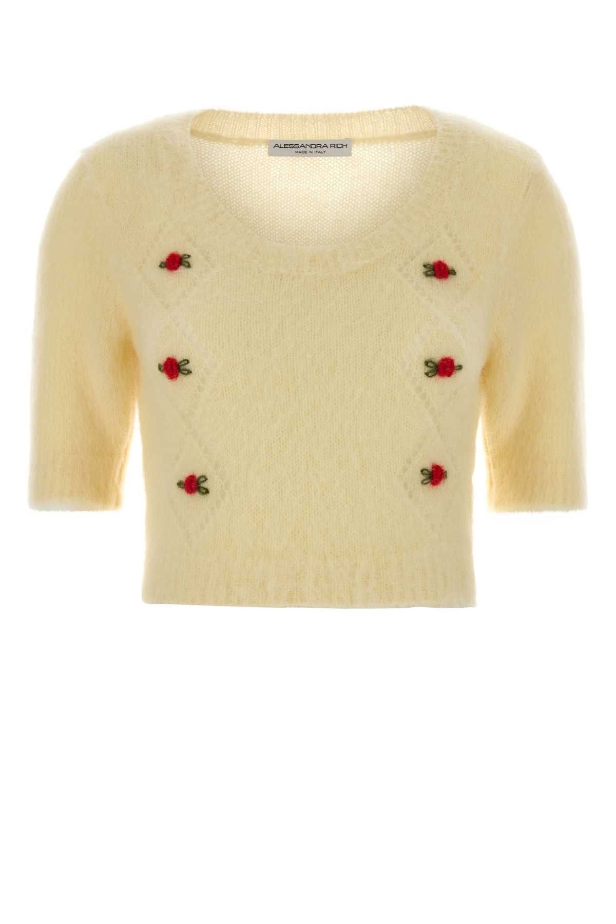 Alessandra Rich Pastel Yellow Mohair Blend Sweater Size XS / US 0-2 / IT 36-38 - 1 Thumbnail