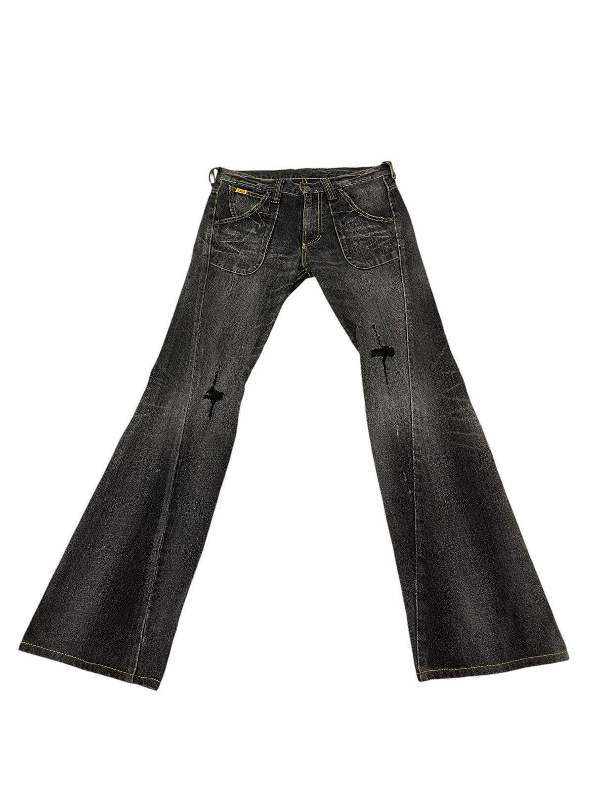 Japanese Brand Flare Jeans Lee Japan Faded Distress Boot Cut 8🟦9 Size US 30 / EU 46 - 2 Thumbnail