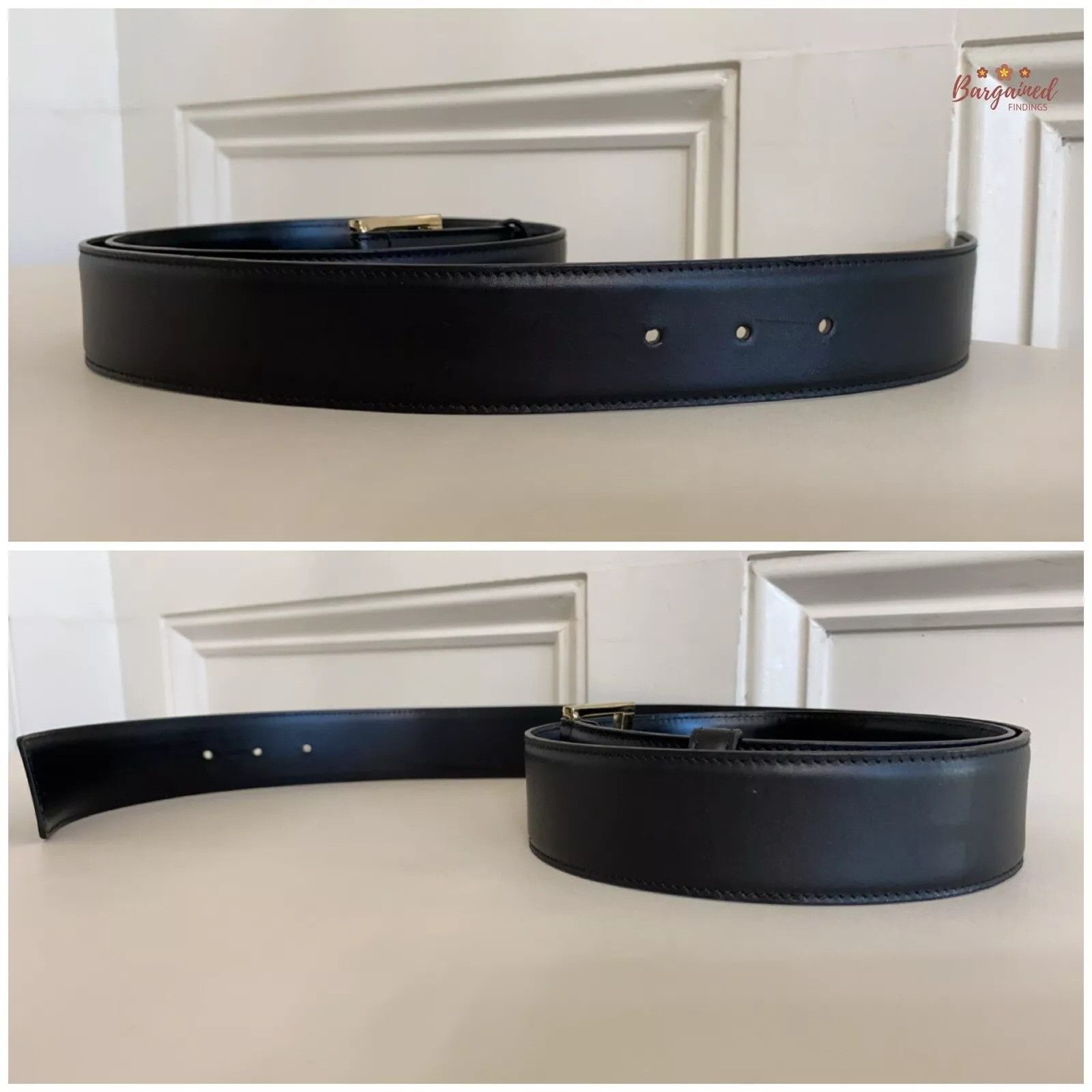 Gucci Gucci Black Smooth Calfskin Leather Gold Buckle Belt Size 42 - 7 Thumbnail