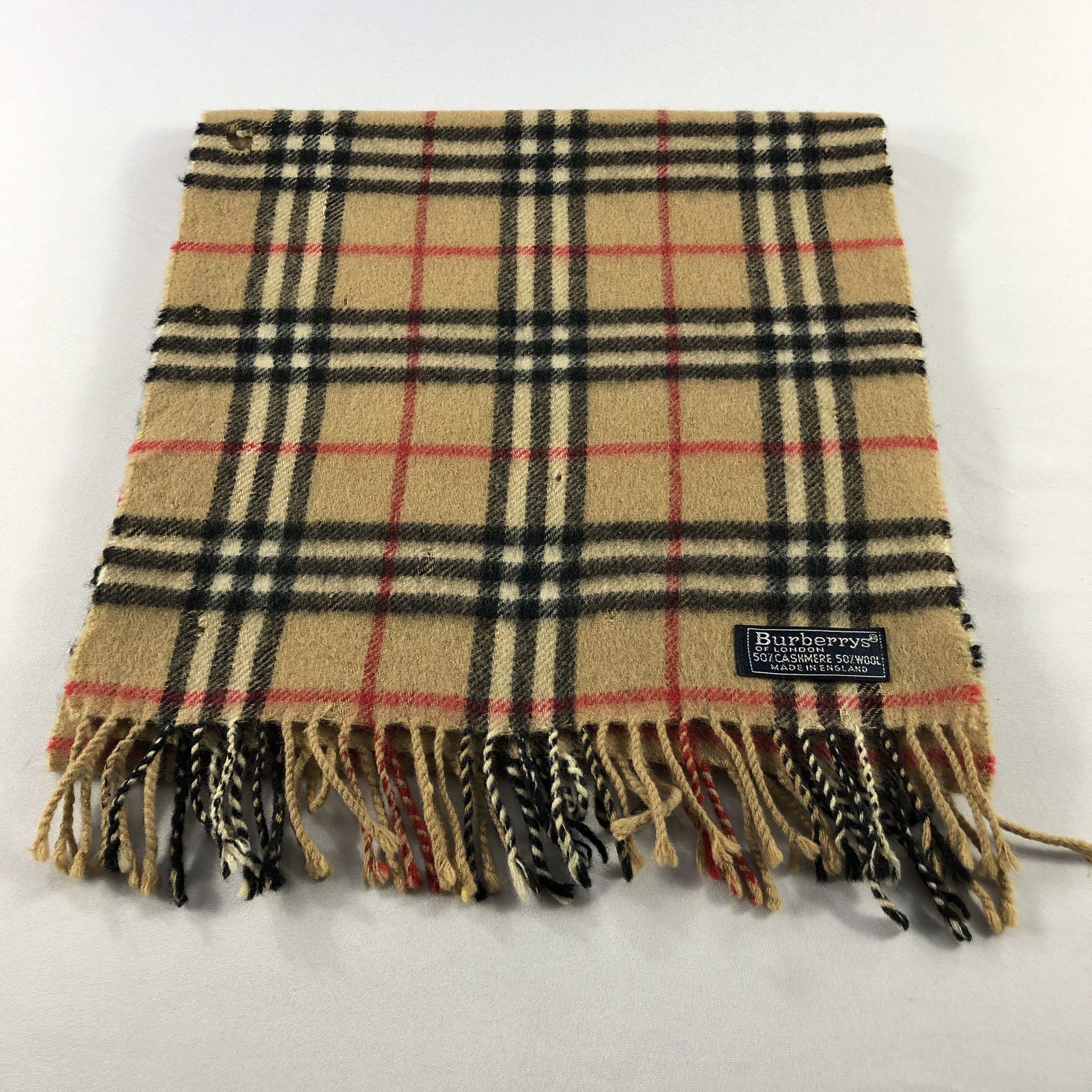 Burberry Burberrys Nova Check Tan Wool/Cashmere Scarf Muffler V2842 Size ONE SIZE - 3 Thumbnail