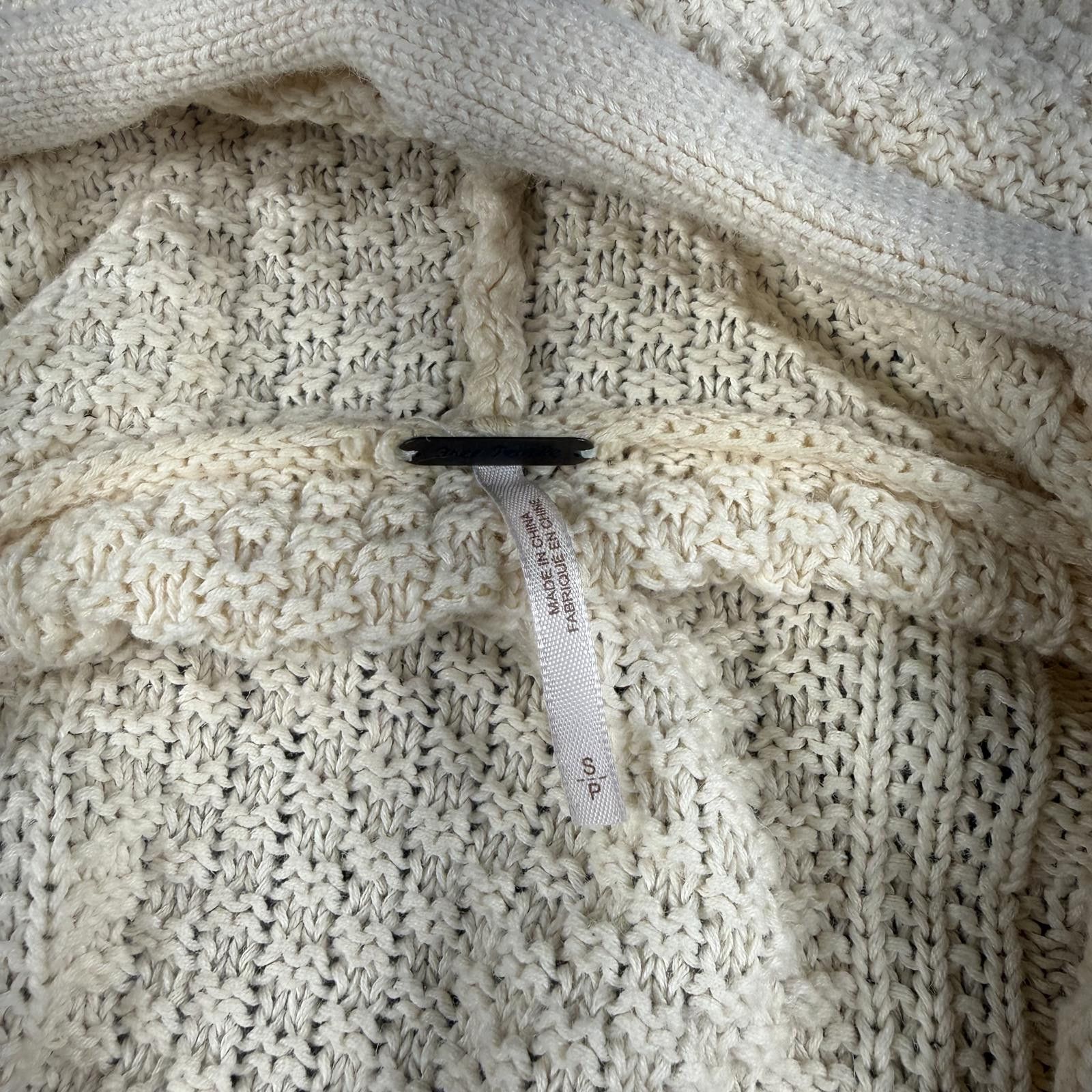 Free People Free People Sweater Women's S Cream Cable Knit Hoodie Size S / US 4 / IT 40 - 2 Thumbnail