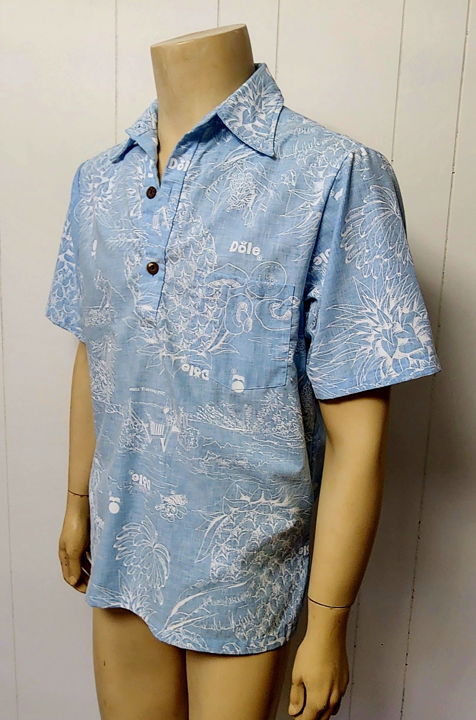 Vintage Dole pineapple shirt L blue Hawaiian pullover vintage 1980s Size US L / EU 52-54 / 3 - 2 Thumbnail