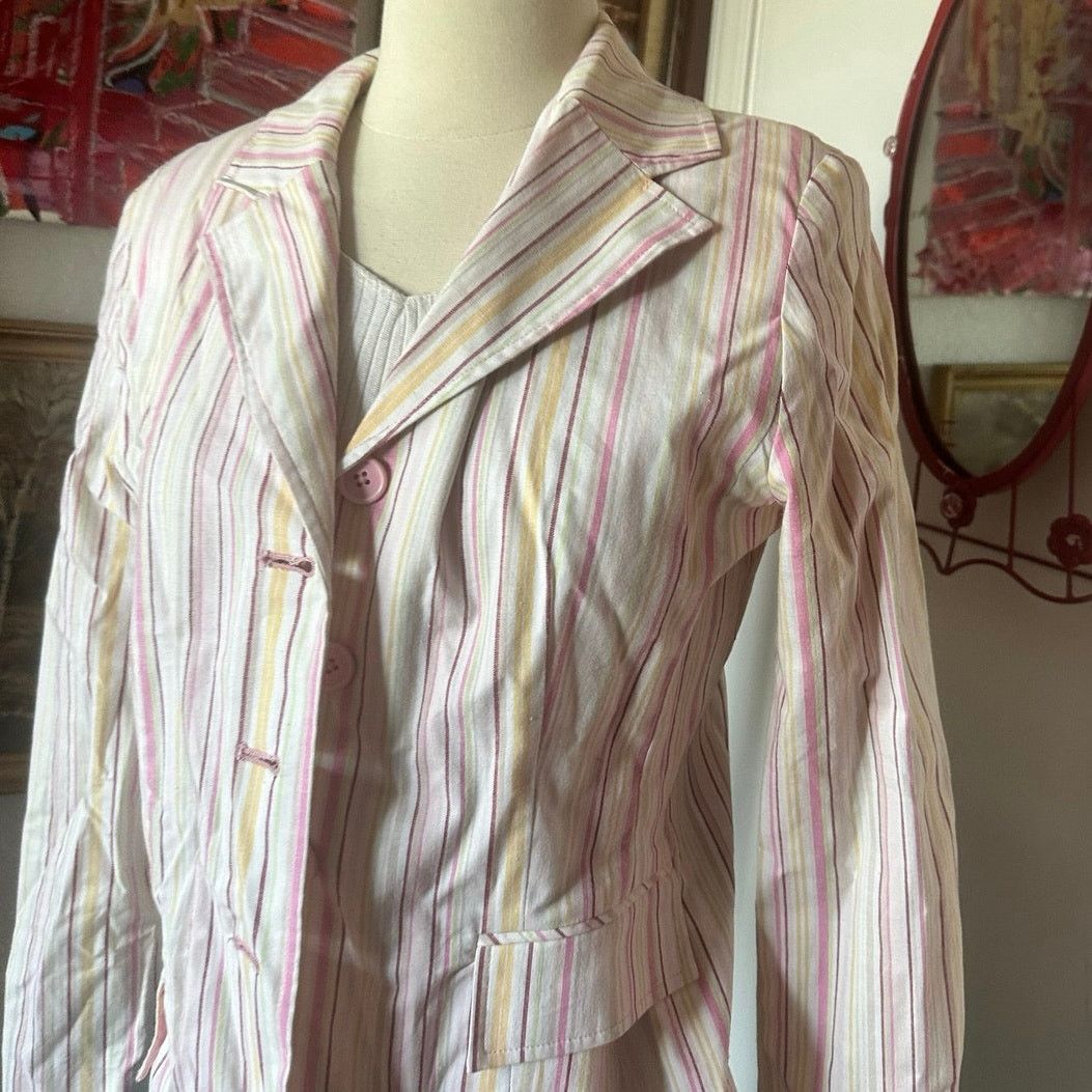 Other larry levine petites white pink green striped blazer Size M / US 6-8 / IT 42-44 - 2 Thumbnail