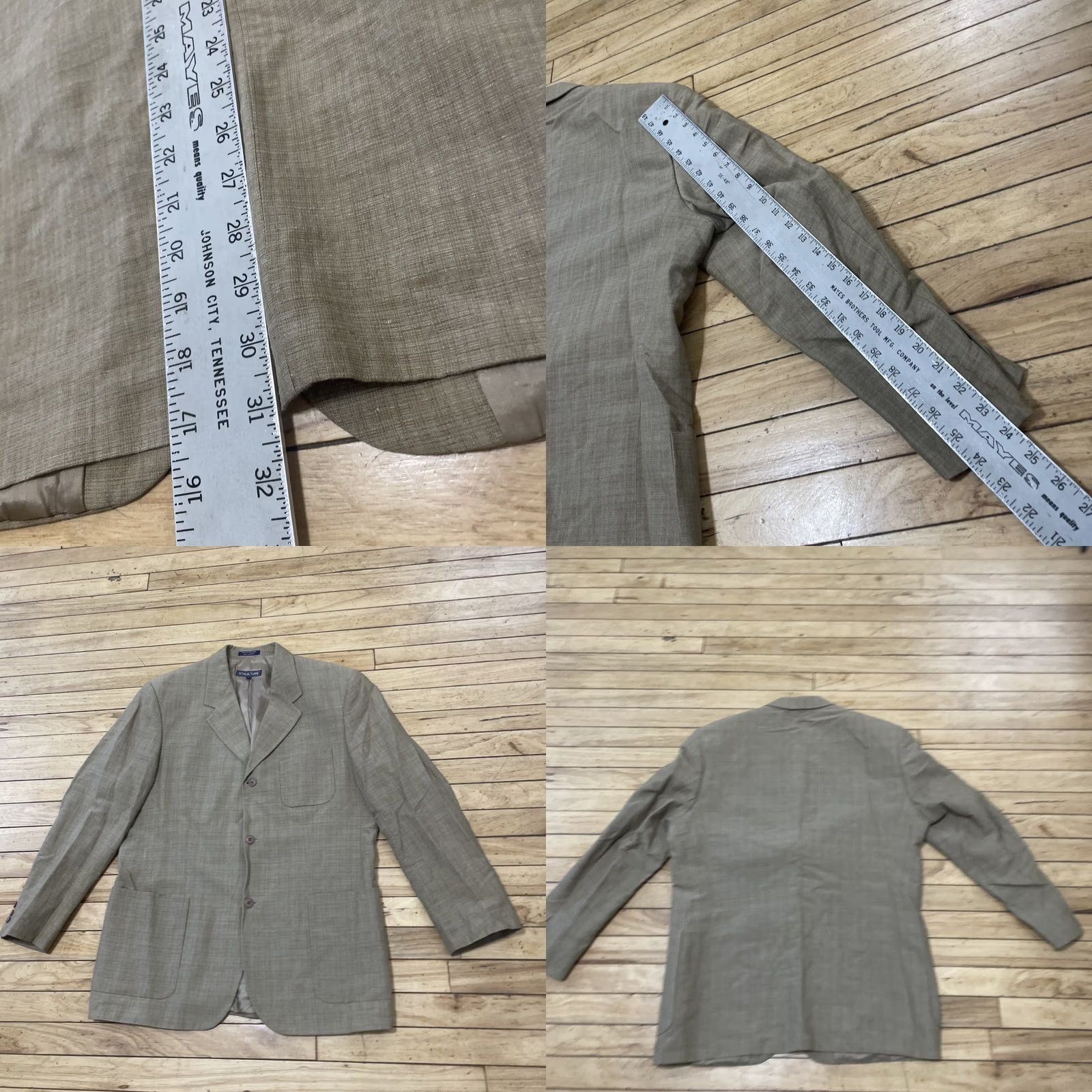 Vintage STRUCTURE Linen Blazer Men 42 Brown Vintage 90s Retro Sport Coat Summer Comfort Jacket Blazer Mens 42 Brown Vintage 90s Size 42R - 9 Thumbnail