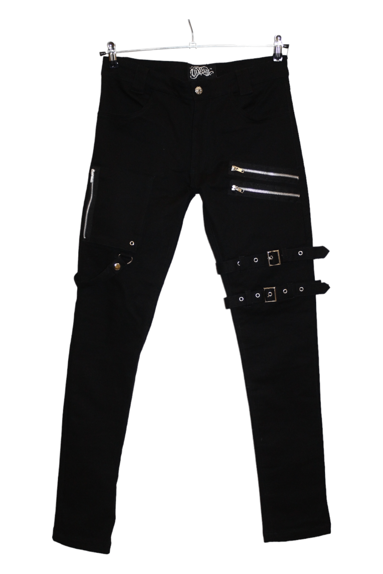 Hysteric Glamour 💥 Vixxsin Steampunk Bondage Black Stretch Pants Slim Fit Size US 32 / EU 48 - 1 Thumbnail