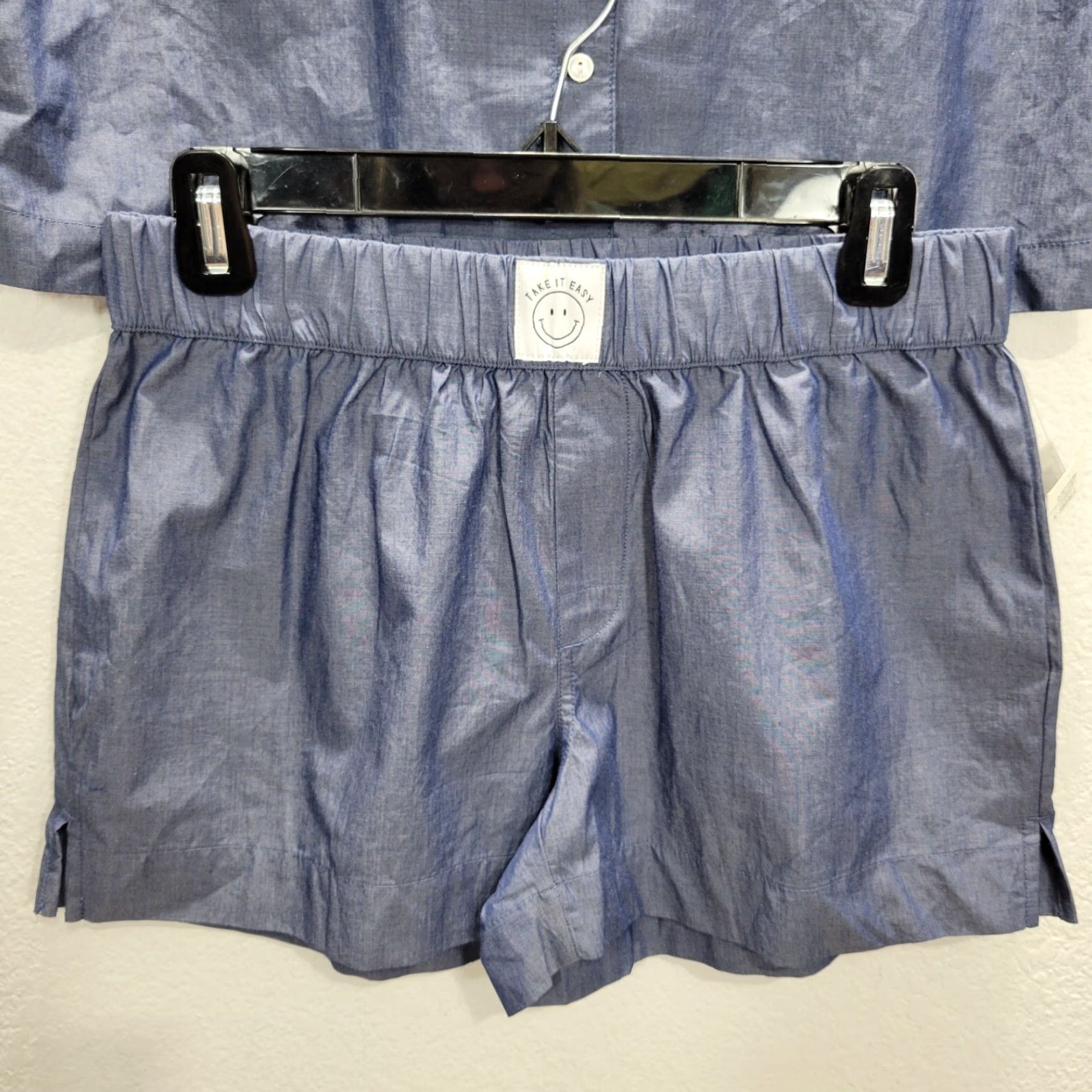 Vintage Jenni Womens Sleep 2 Pc Set Short Sleeve Top Shorts XS Blue Chambray Pajama Set World Size XS / US 0-2 / IT 36-38 - 4 Thumbnail