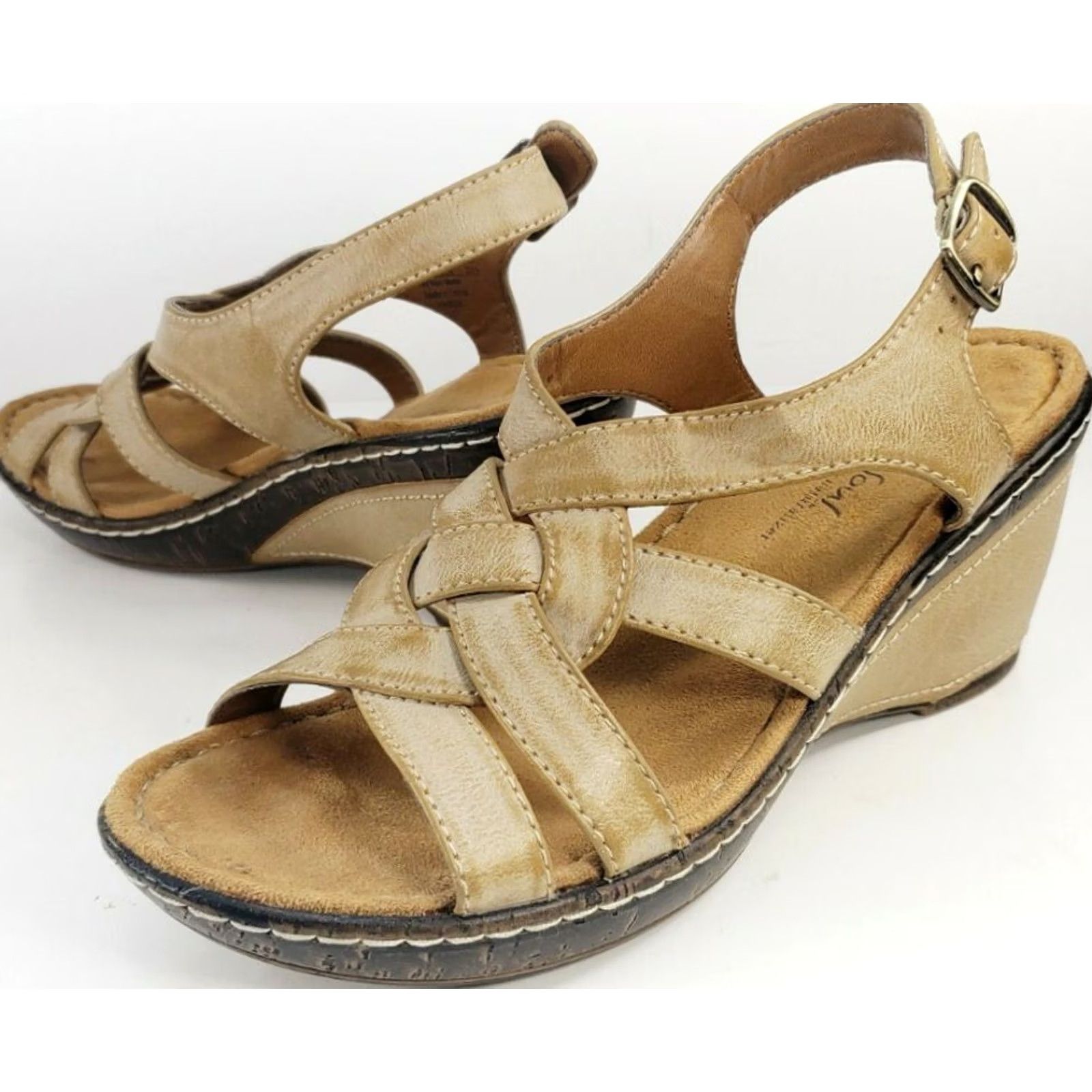 Naturalizer Natural Soul Naturalizer Haddix Women's Brown Wedge Sandal Adjustable Buckle Size 6.5M Size US 7 / IT 37 - 2 Thumbnail