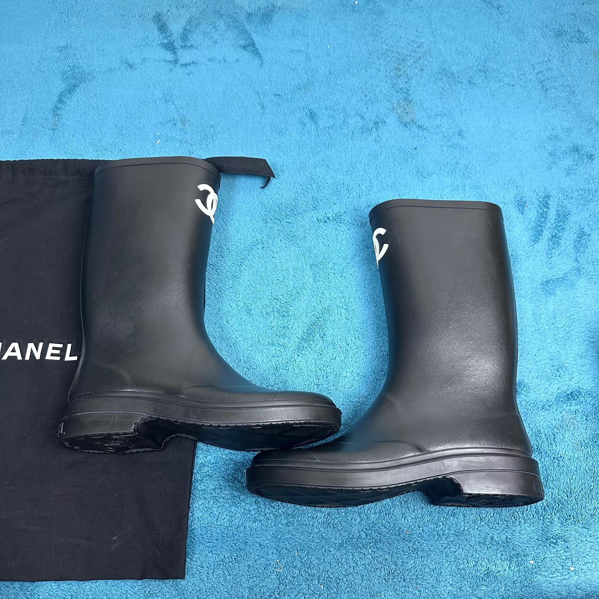 Chanel Chanel 25S rubber knee-high boots black size 39 MINT Size US 8.5 / IT 38.5 - 2 Thumbnail