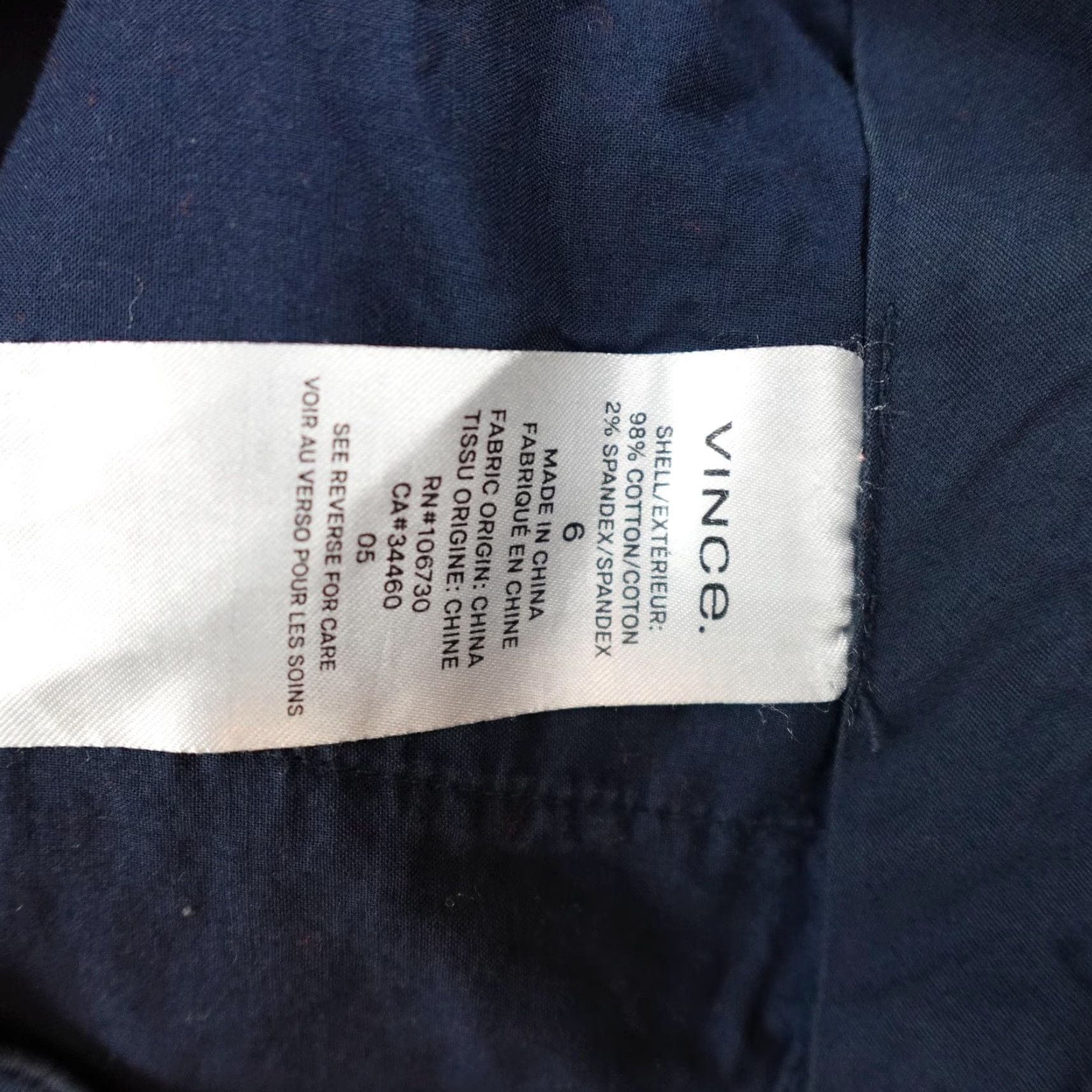 Vince Vince Pants Womens 6 Chino Blue Straight Leg Stretch Cotton Twill V357520802 Regular 28in Inseam Pockets Zipper Button Womens Size 28" / US 6 / IT 42 - 4 Thumbnail