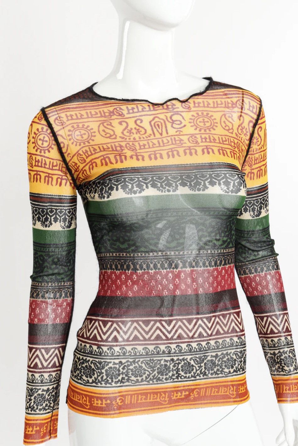 Jean Paul Gaultier Rare Jean Paul Gaultier SS1994 Tribal Mesh Long Sleeve Top Size S / US 4 / IT 40 - 1 Thumbnail