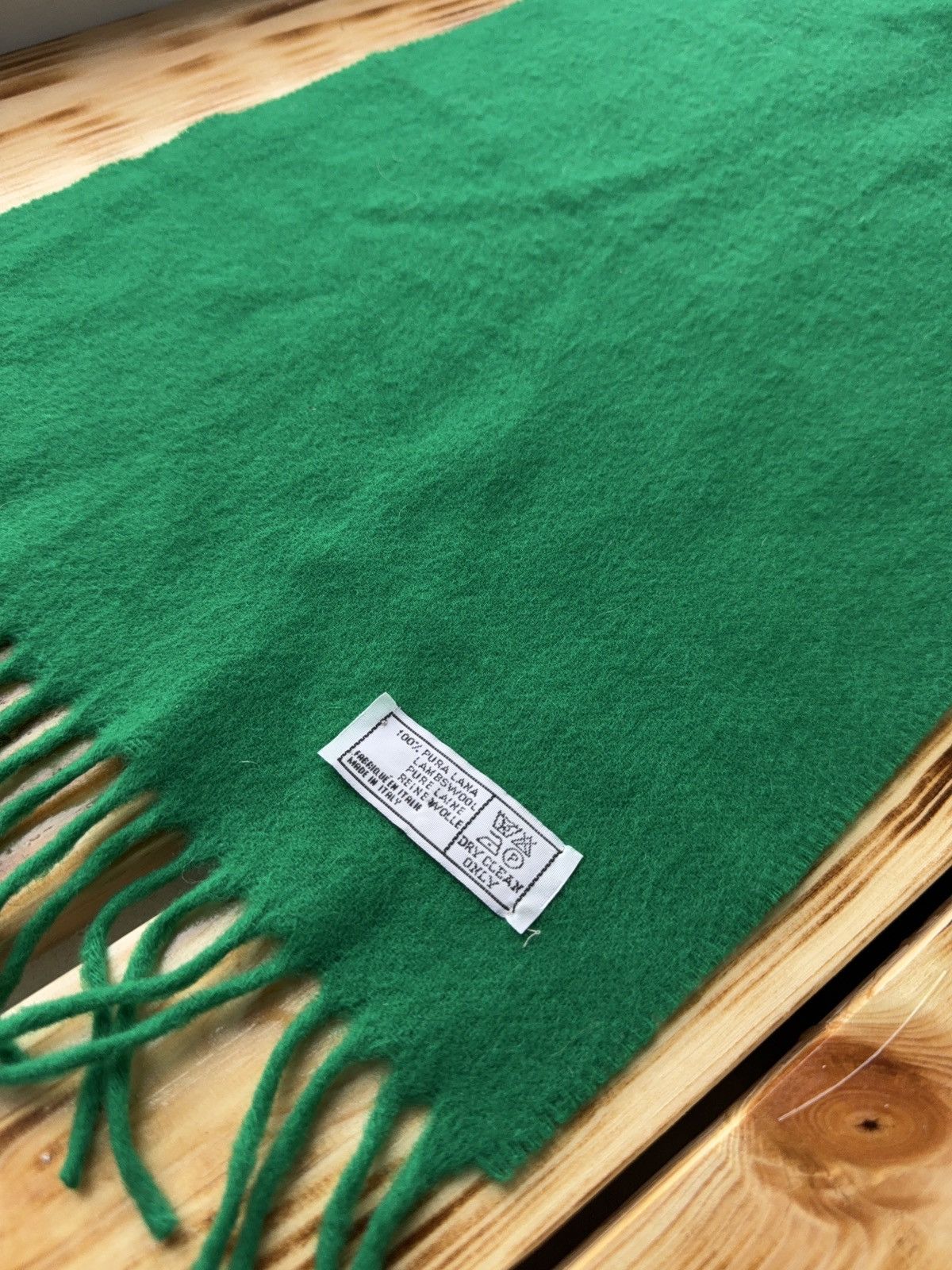 Vintage 90s Luxury Vintage Italian Wool Scarf Green Minimal Luxury Size ONE SIZE - 6 Thumbnail