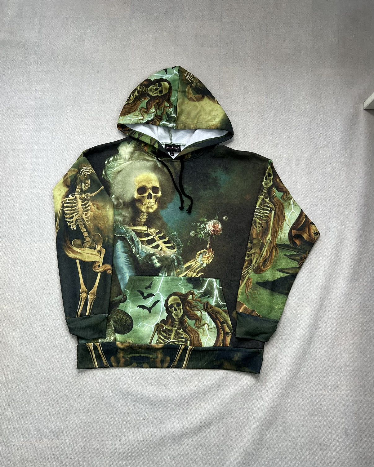 Japanese Brand Hoodie Trickz N Treatz Skeleton Mona Lisa Art 95% Cotton Size US L / EU 52-54 / 3 - 2 Thumbnail
