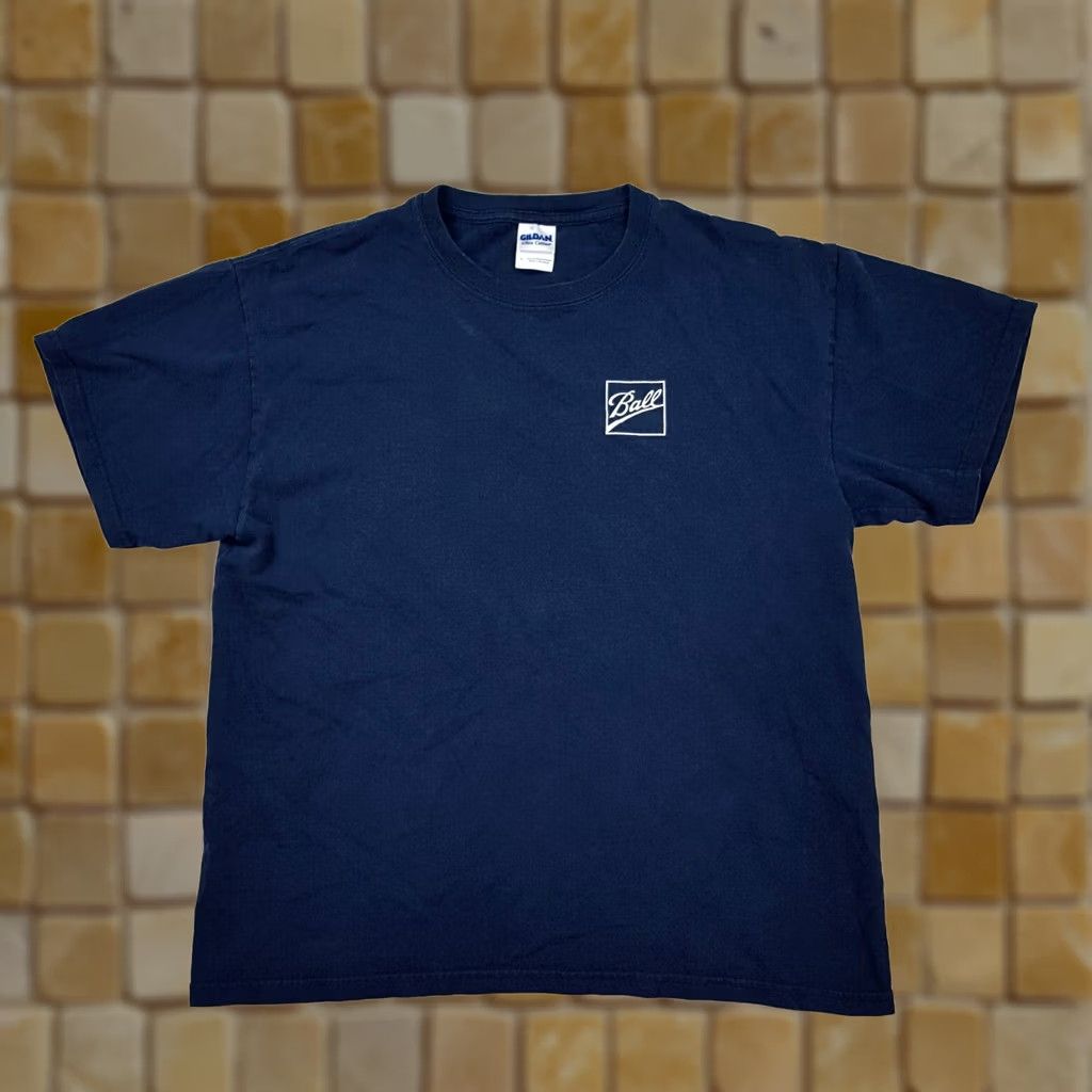 Gildan VINTAGE Ball Mason Jar Men's Large Navy Blue Retro Stoner Weed 90s Y2K T Shirt Blue 90s Retro Weed Stoner Graphic Print Nike? Size US L / EU 52-54 / 3 - 1 Thumbnail