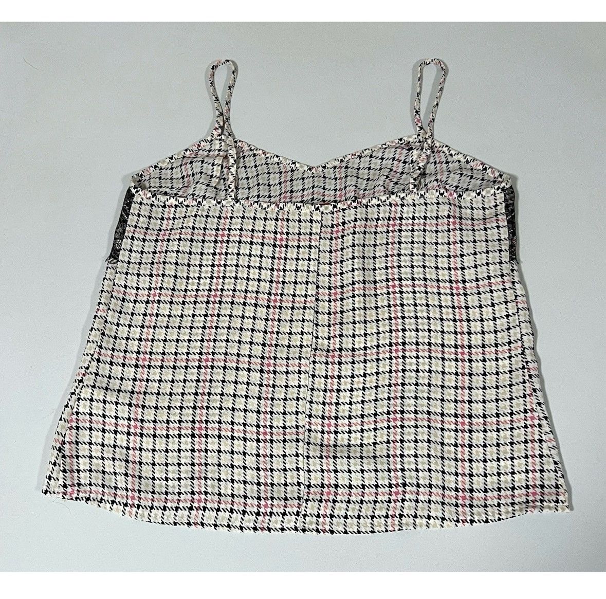 Vintage Black White Plaid Checkered Lace Top Shirt Blouse Size S 💖 Size S / US 4 / IT 40 - 3 Thumbnail