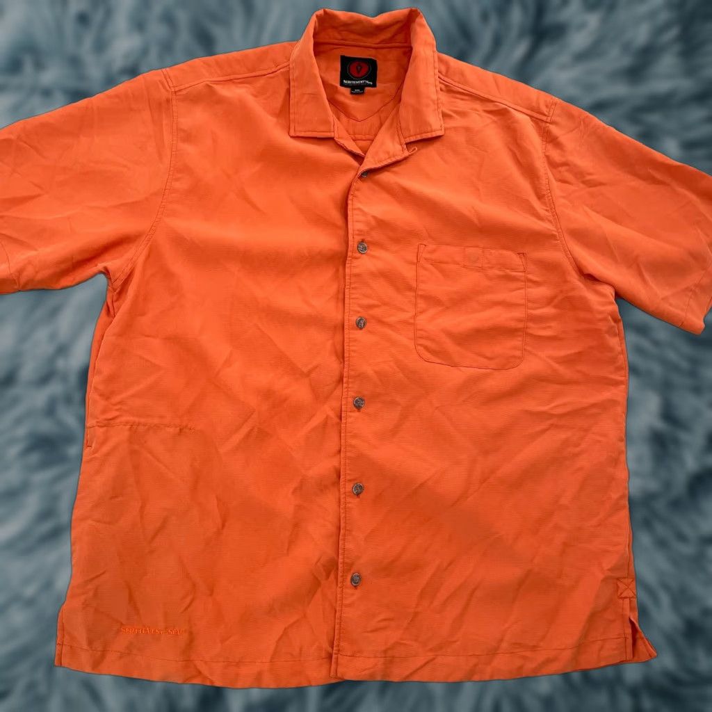 Vintage SCOTTeVEST Shirt Adult 2XL Orange Travel Hidden Pockets Button-Up Collared Men XX-Large Casual, Workwear, Outdoor 90s Theme N/A Size US XXL / EU 58 / 5 - 1 Thumbnail