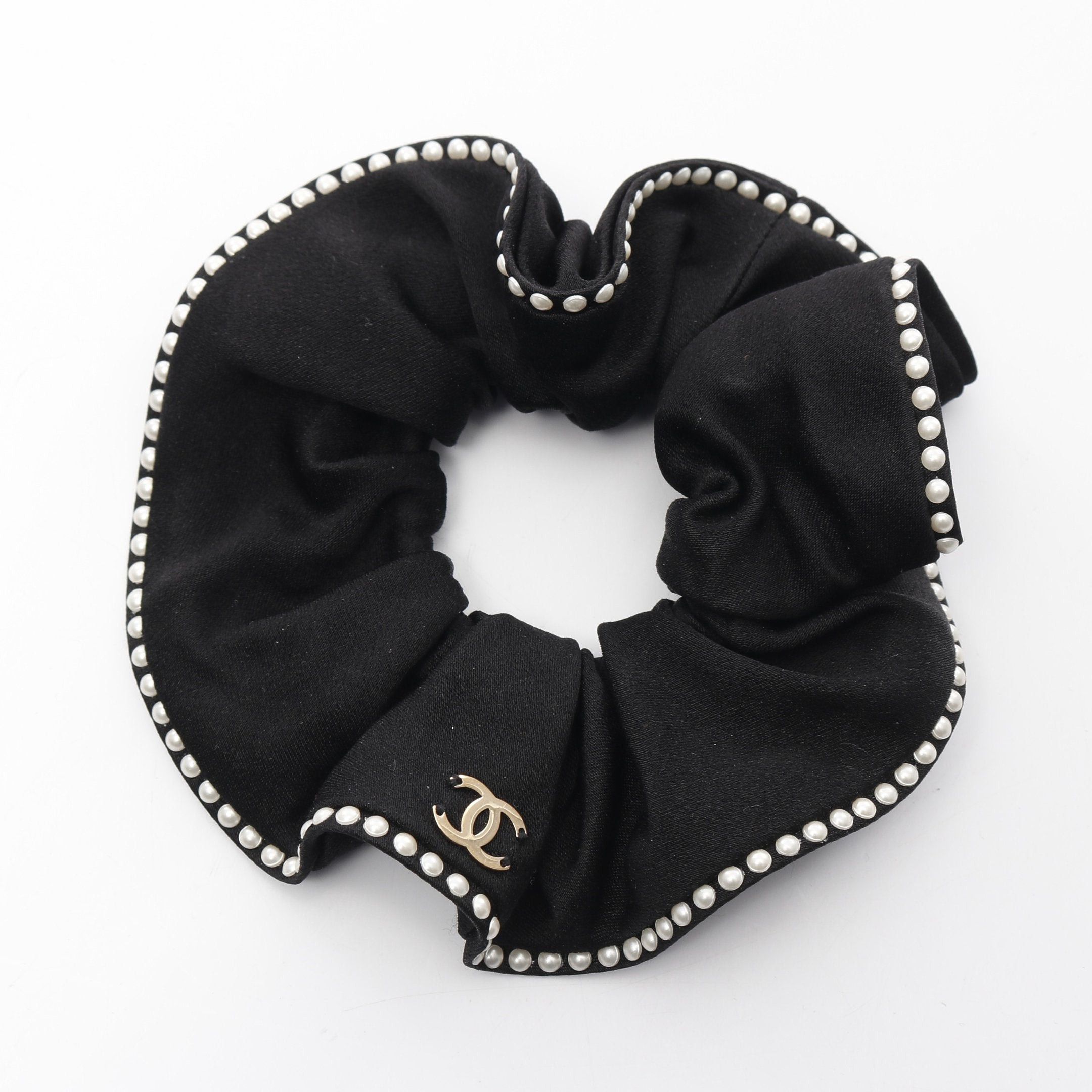 Chanel Chanel Coco Mark Scrunchie Hair Accessory Fabric Black Size ONE SIZE - 1 Thumbnail