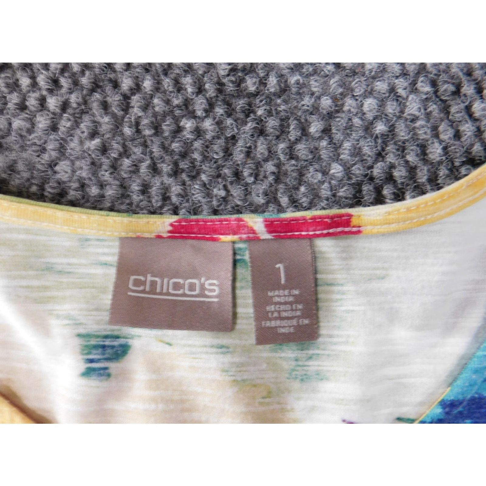Vintage Chicos Blouse Shirt Womens Blue Floral Knit Viscose Spandex Stretch Long Sleeve Round Neck Pullover Casual Regular Size 1 Size XS / US 0-2 / IT 36-38 - 4 Thumbnail