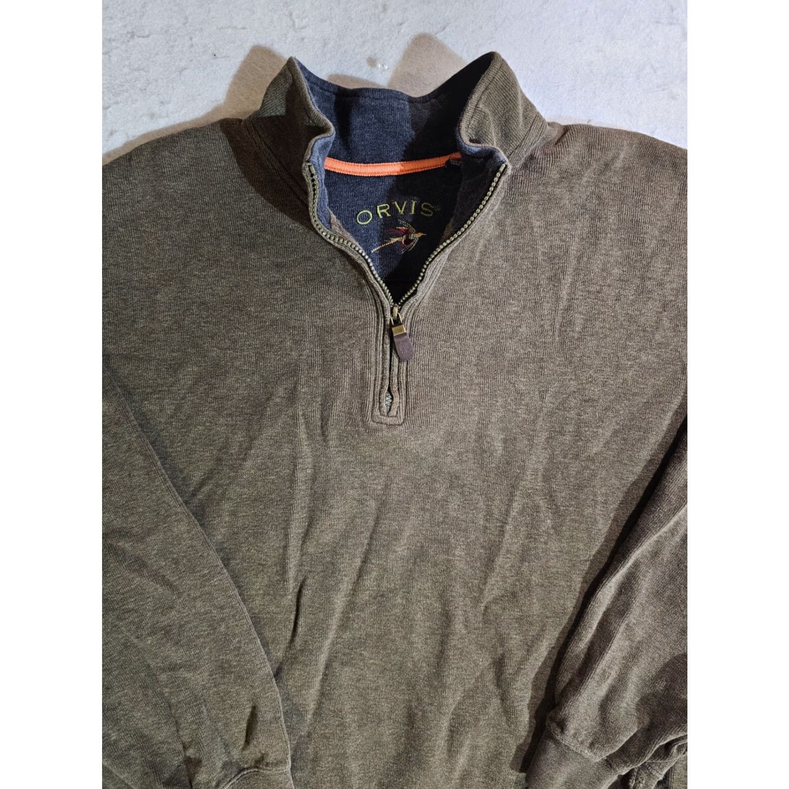 Orvis VINTAGE Orvis Classic 1/4 Zip 100% Cotton Mock Neck Pullover Mens 2XL Distressed Shirt Size US XXL / EU 58 / 5 - 2 Thumbnail