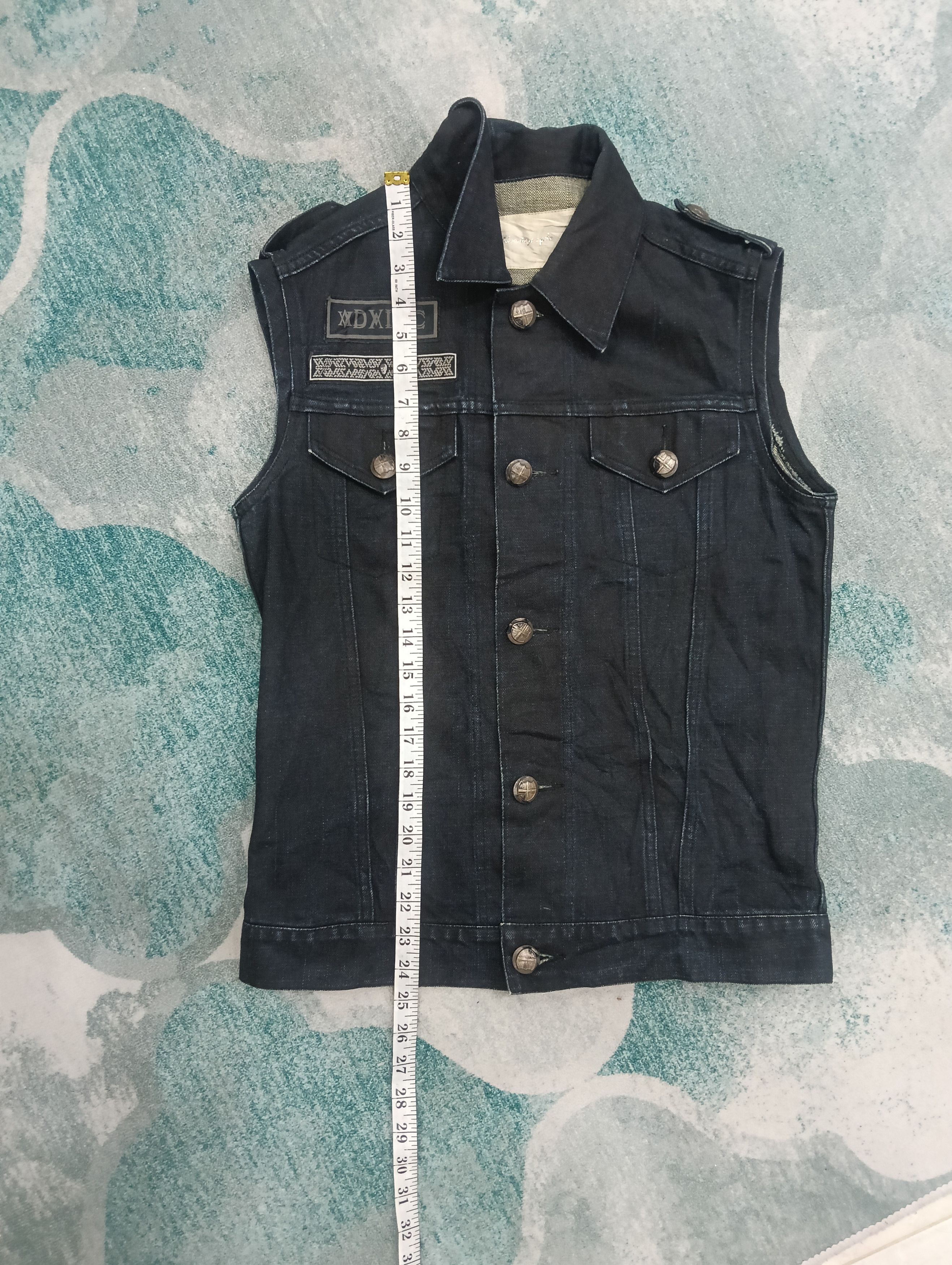 Japanese Brand Advantage Cycle Skulls Vest Denime Jacket Size 38S - 16 Thumbnail