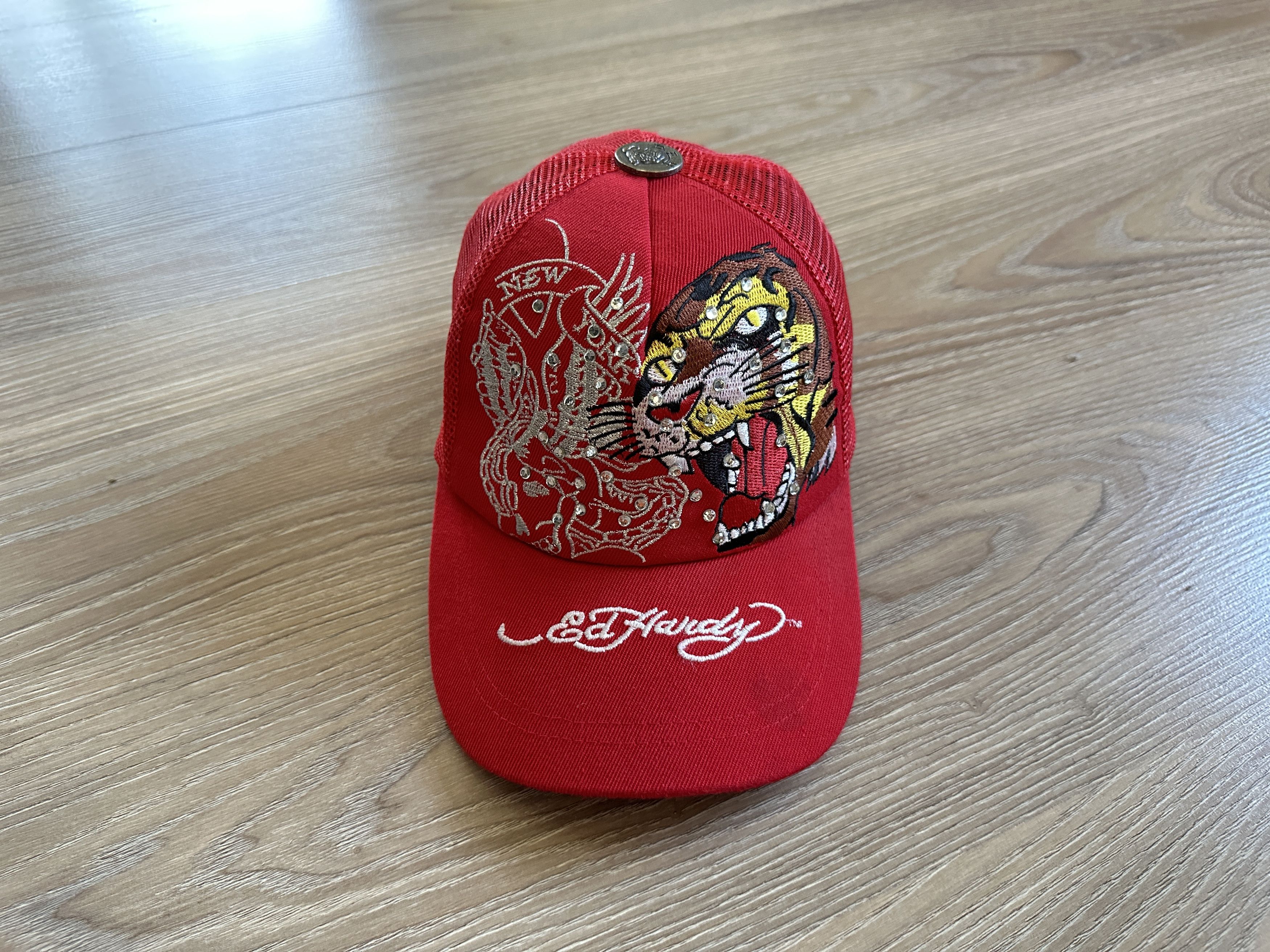 Christian Audigier × Ed Hardy × Vintage Vintage Ed Hardy Brown Cap Trucker Size ONE SIZE - 3 Thumbnail