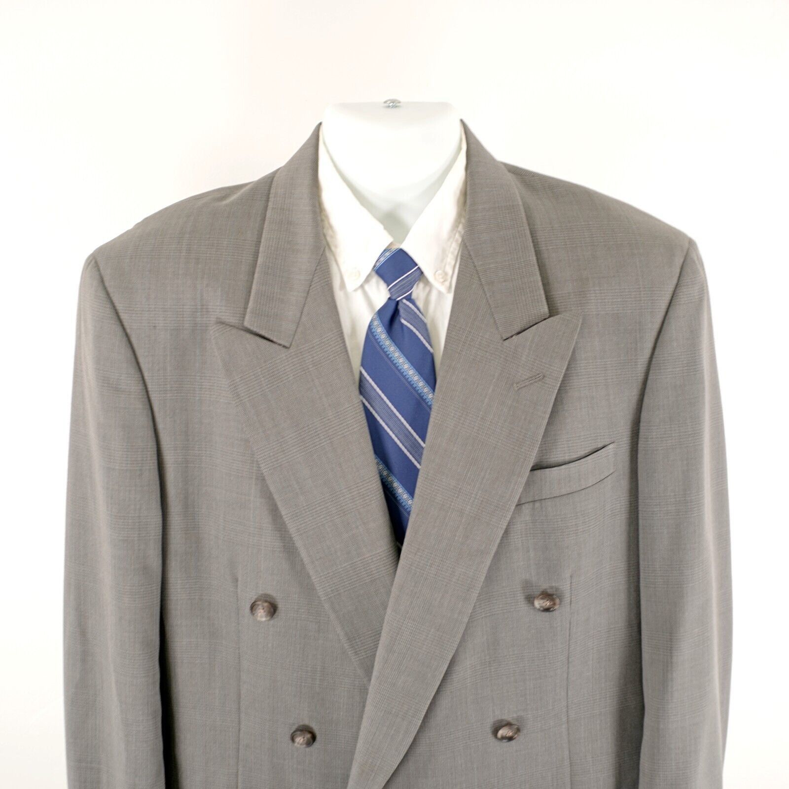 Austin Reed Austin Reed Wool Gray Plaid Double Breasted 2 Piece Suit 42L Size 42L - 5 Thumbnail