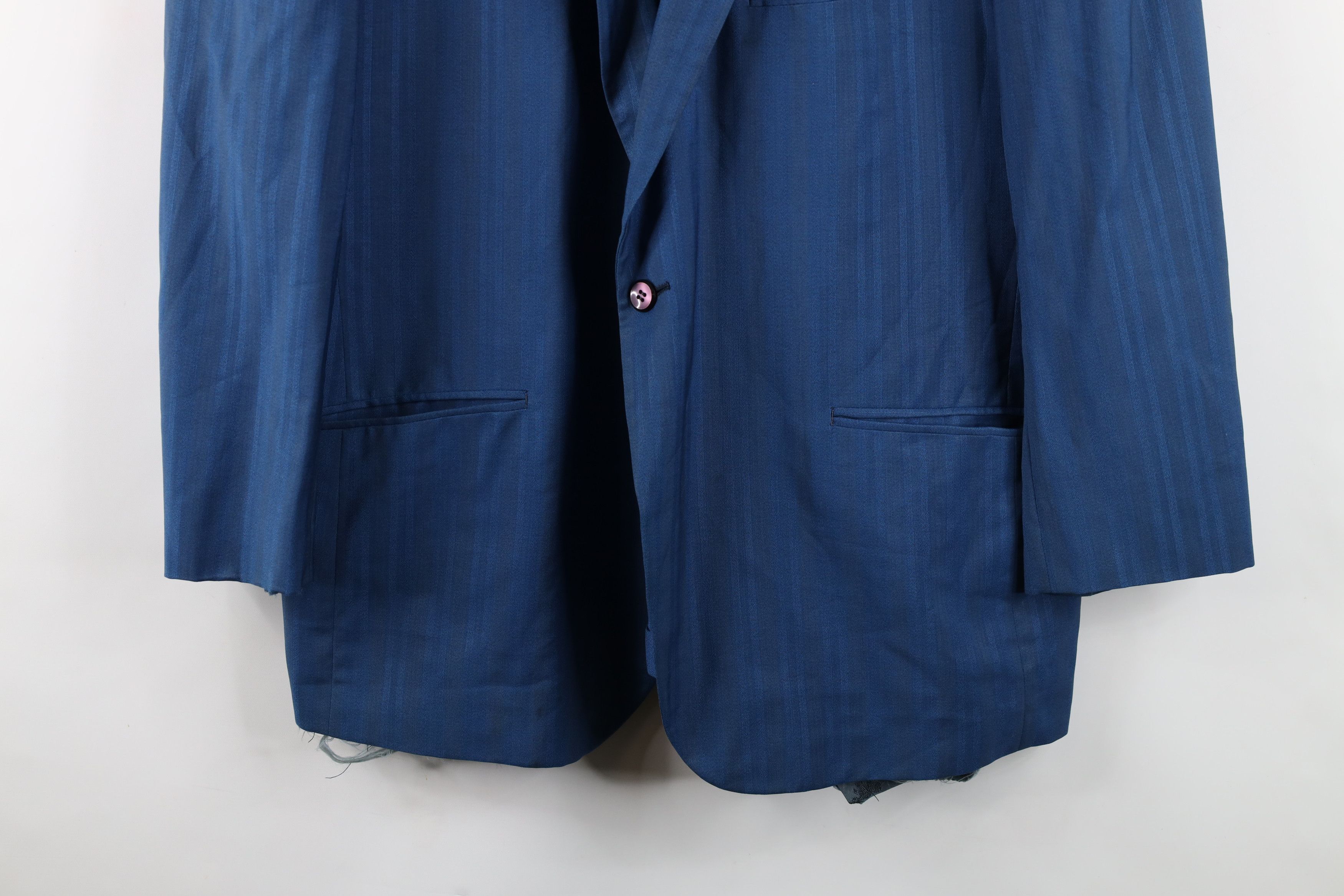 Vintage Vintage 60s 70s Streetwear Striped Wool Suit Jacket Blue Size US XL / EU 56 / 4 - 3 Thumbnail