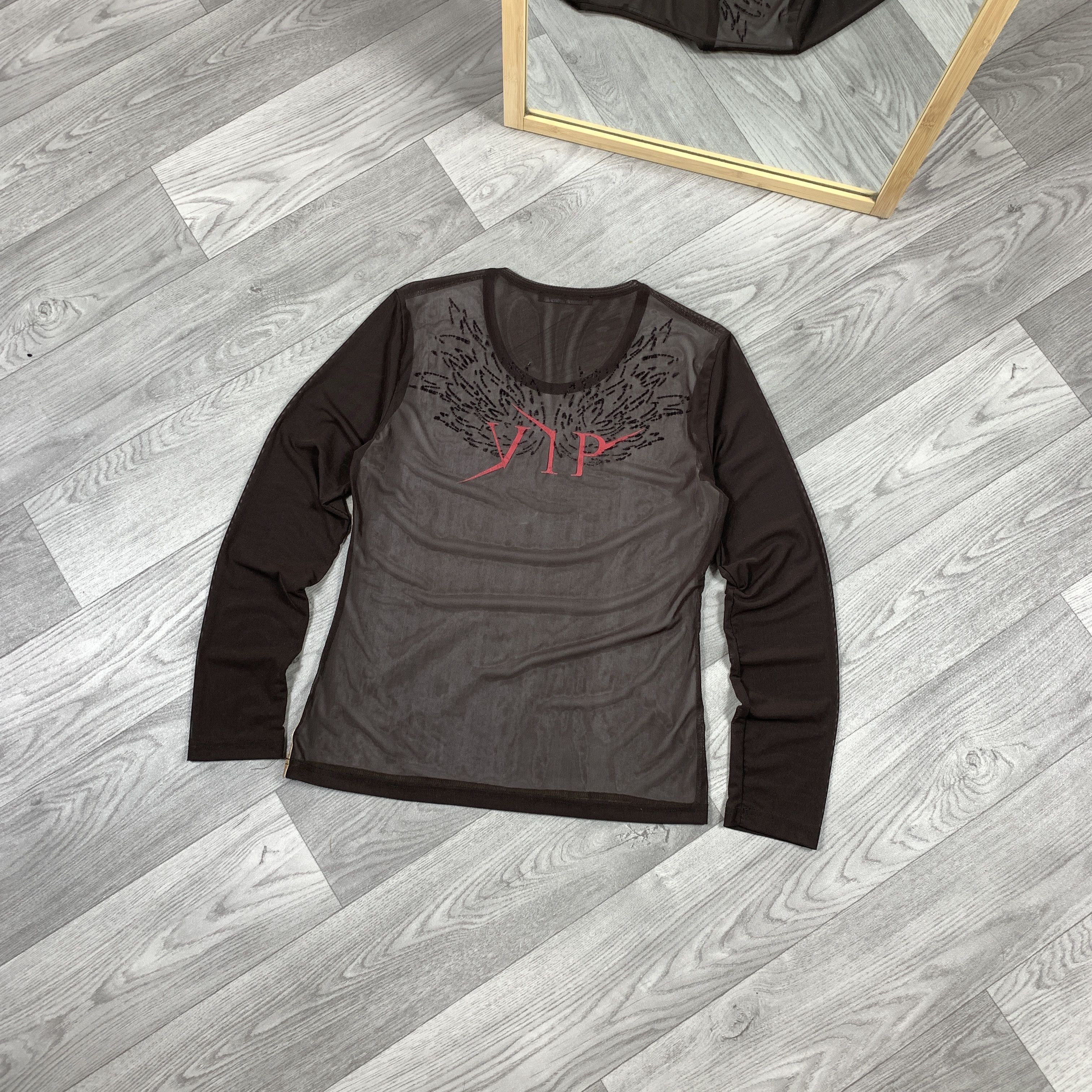 Vintage Vintage Betty Barclay 90s Mesh Brown Longsleeve Tee Shirt Size M / US 6-8 / IT 42-44 - 2 Thumbnail