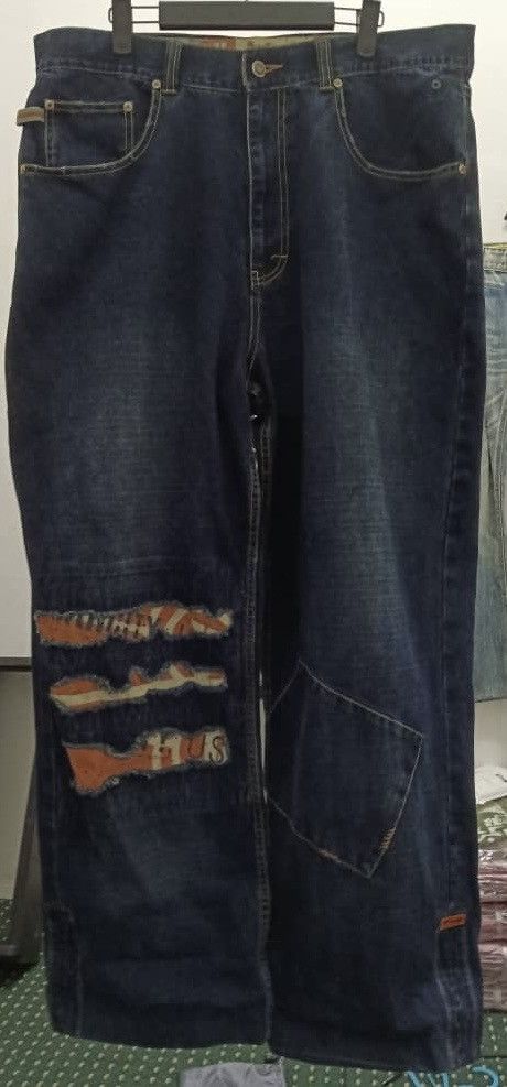 Designer VARCITY BAGGY PACTHES WORK JEANS Size US 38 / EU 54 - 1 Thumbnail