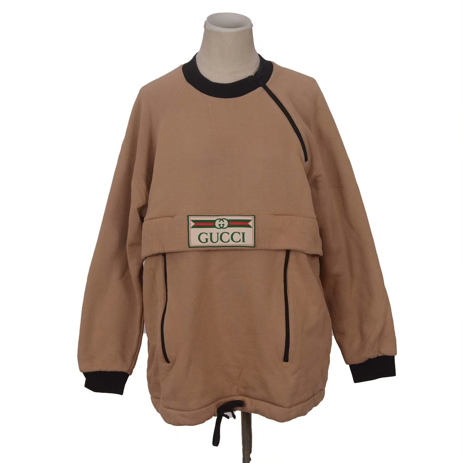 Gucci Gucci Classic GG Logo Khaki Sweatshirt XS Size US XS / EU 42 / 0 - 1 Thumbnail