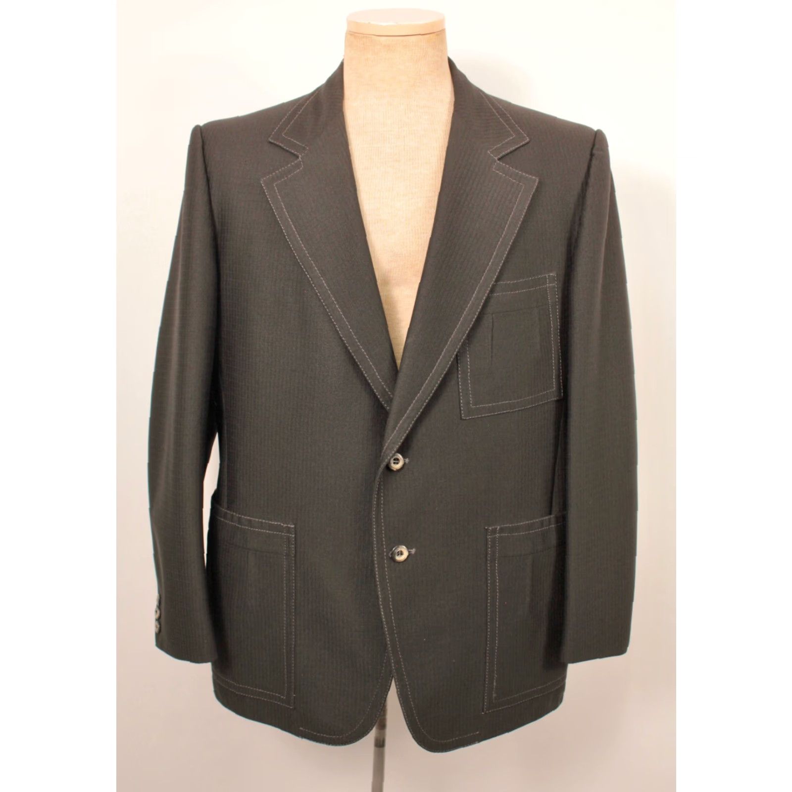Vintage VINTAGE Men's VTG 70s NOS Black 2 PC Leisure Suit Sz M/L 1970s Disco Mens Size 40R - 3 Thumbnail