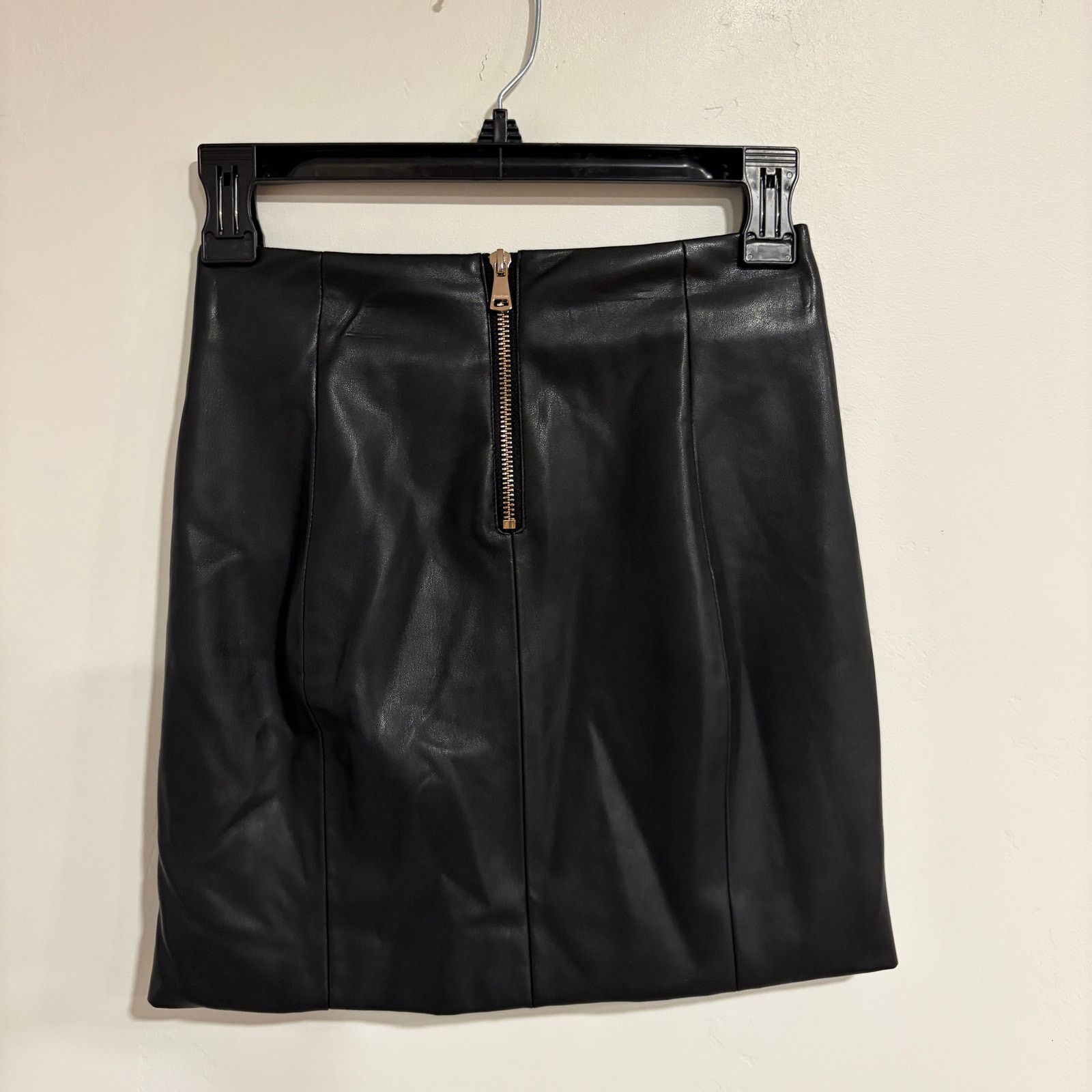 Bebe Bebe Womens Black Faux Leather Lace Up Mini Skirt Size 00 Size 24" / US 00 / IT 34 - 2 Thumbnail